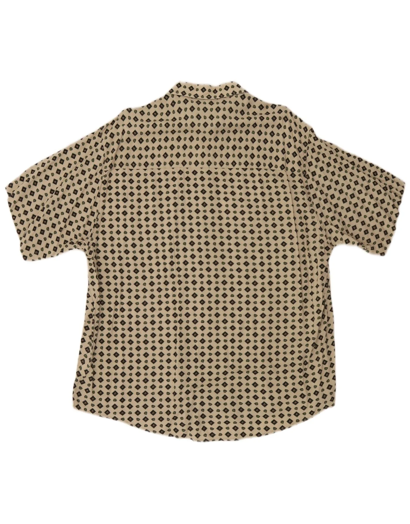 Follie Mens Short Sleeve Shirt XL Beige Geometric Viscose - Image 2