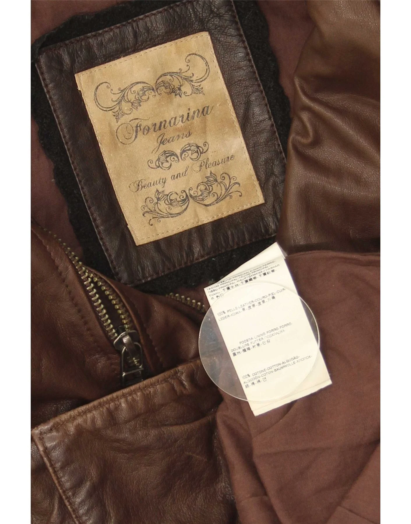 Fornarina Womens Military Leather Jacket UK 14 Large Brown - Image 3