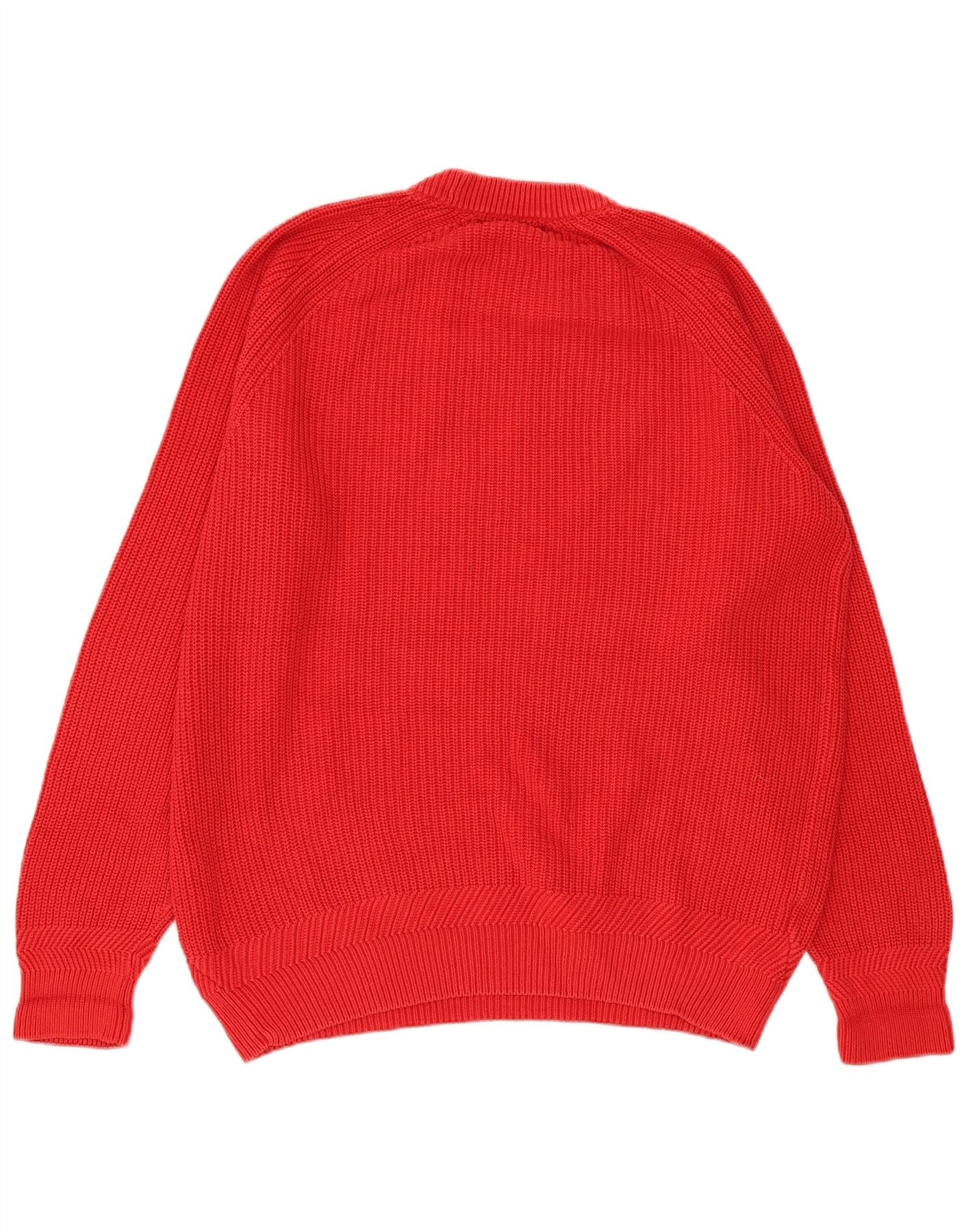 Fred Perry Mens Crew Neck Jumper Sweater XL Red Cotton - Image 2