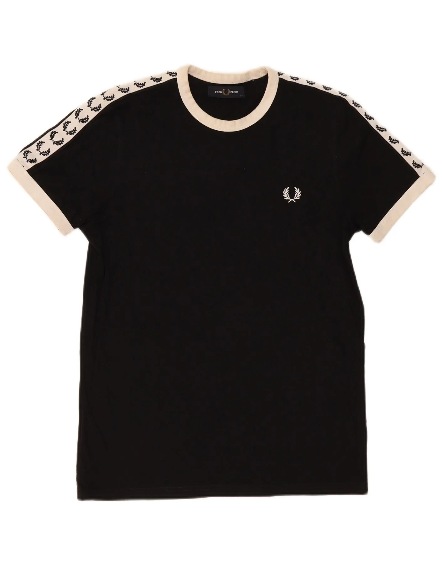Fred Perry Mens Graphic T-Shirt Top XS Black Colourblock Cotton
