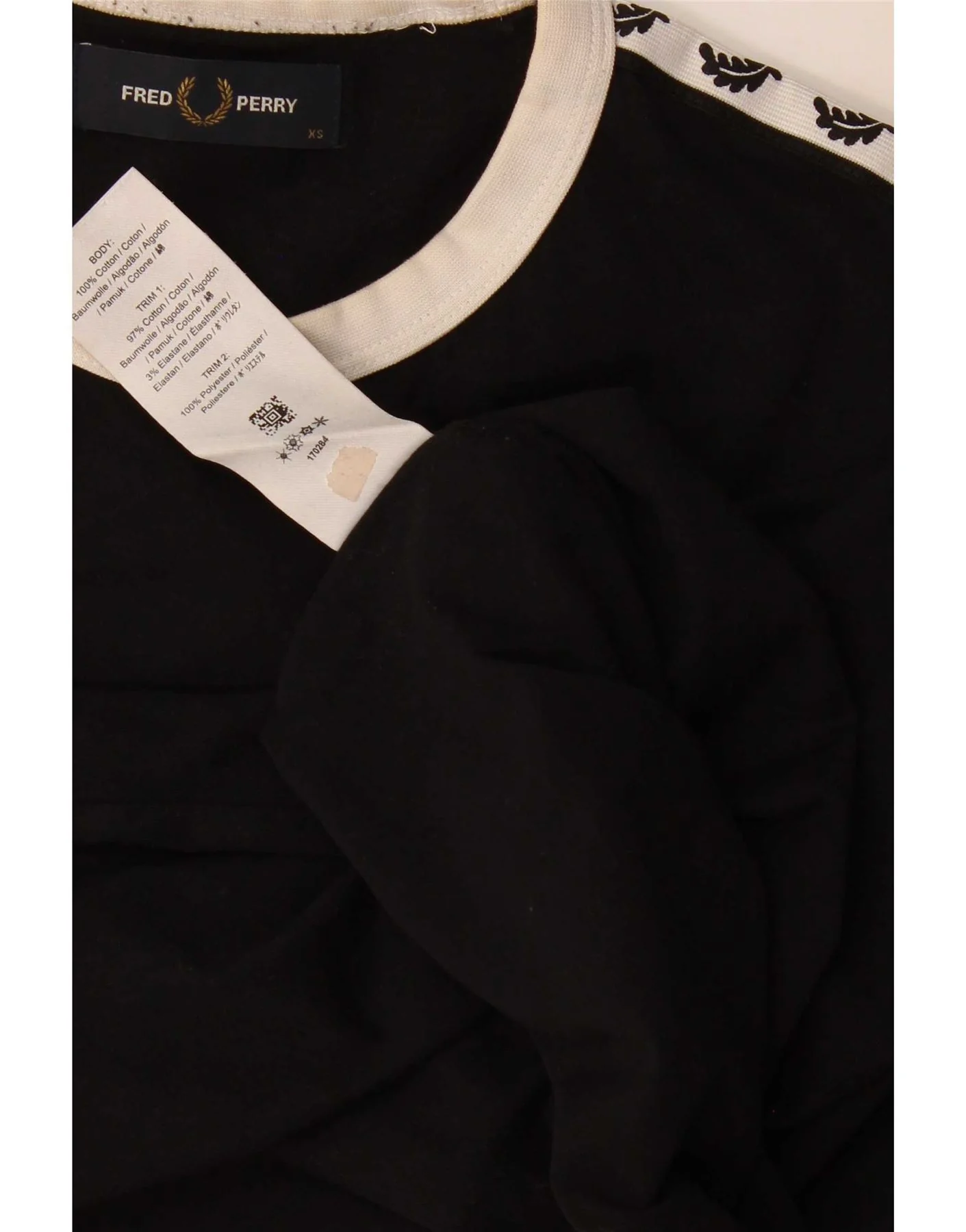 Fred Perry Mens Graphic T-Shirt Top XS Black Colourblock Cotton - Image 3