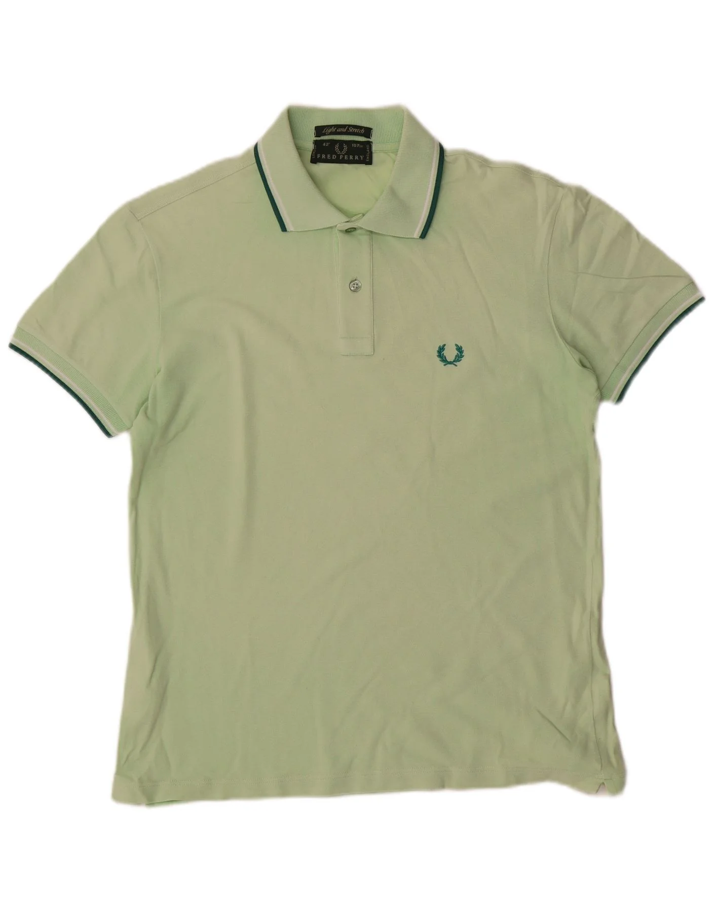 Fred Perry Mens Light and Stretch Polo Shirt Medium Green Cotton