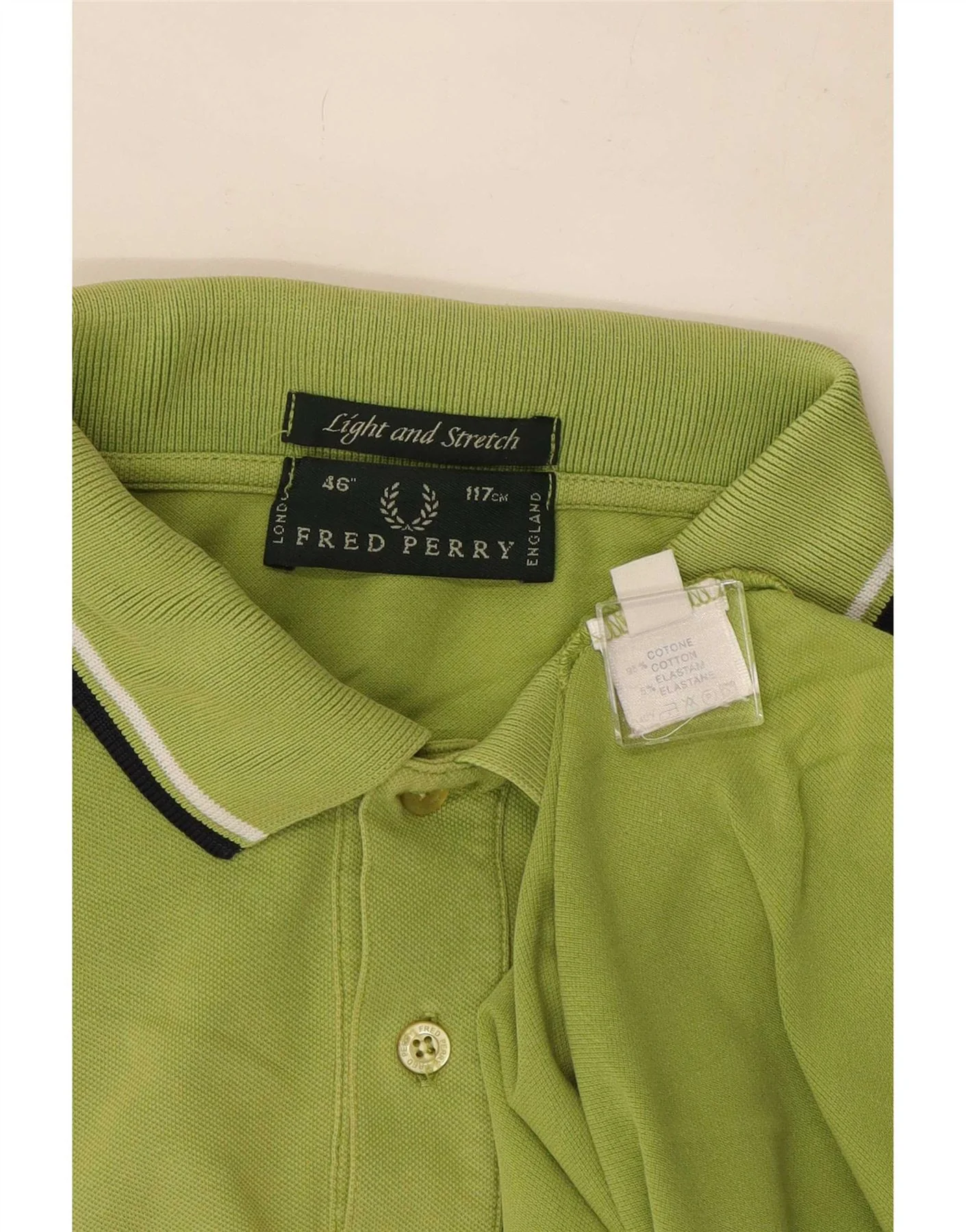 Fred Perry Mens Polo Shirt Large Green Striped Cotton - Image 3