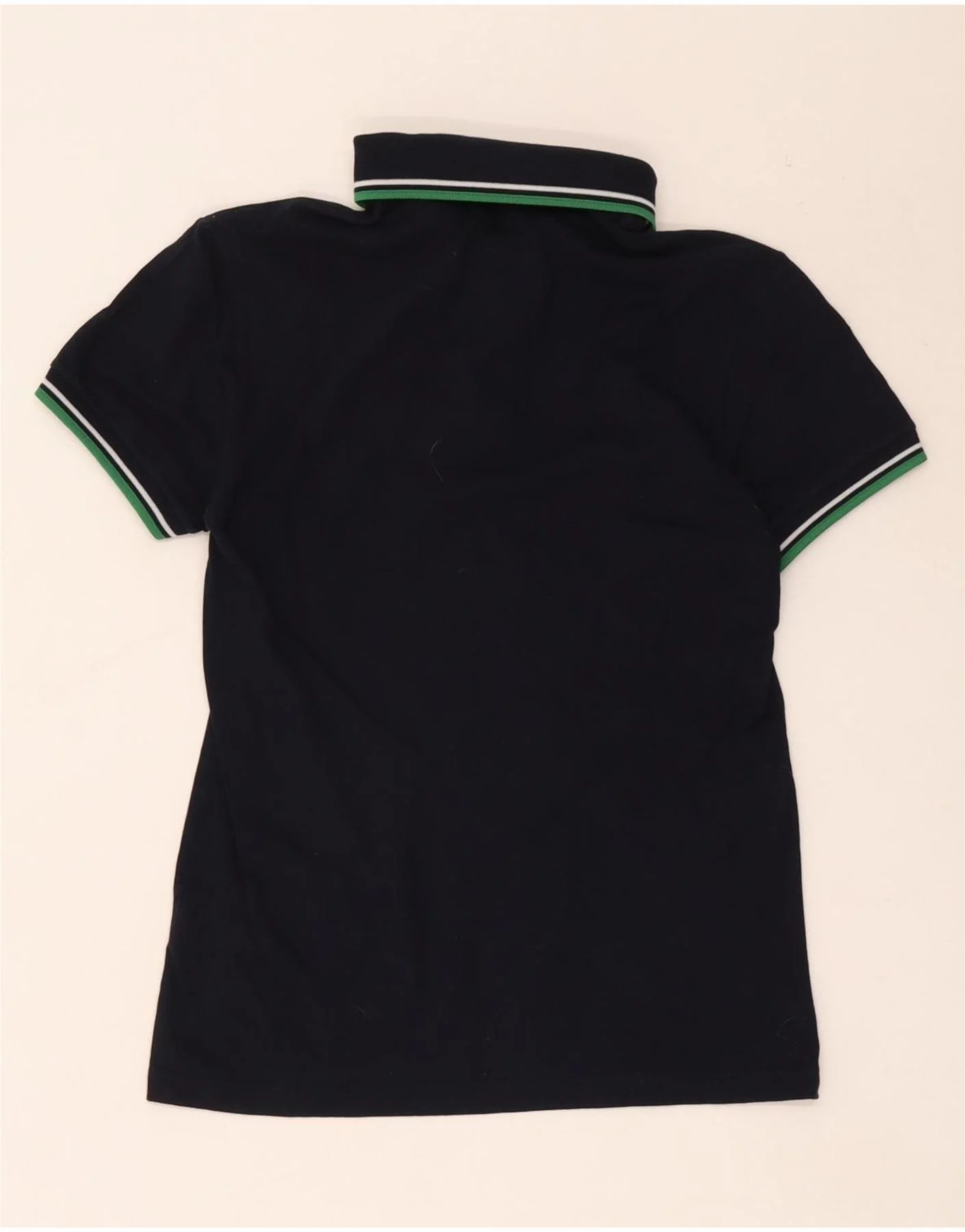 Fred Perry Mens Polo Shirt Small Navy Blue Striped Cotton - Image 2