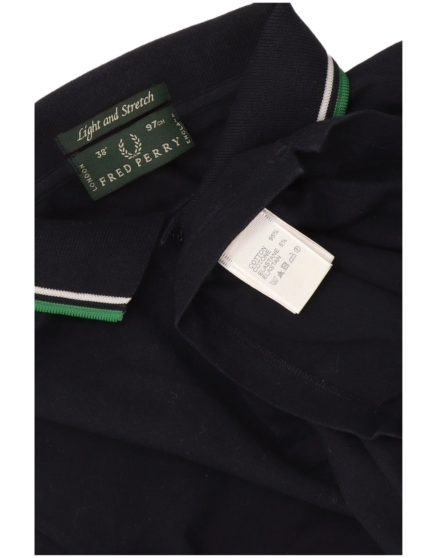 Fred Perry Mens Polo Shirt Small Navy Blue Striped Cotton - Image 3
