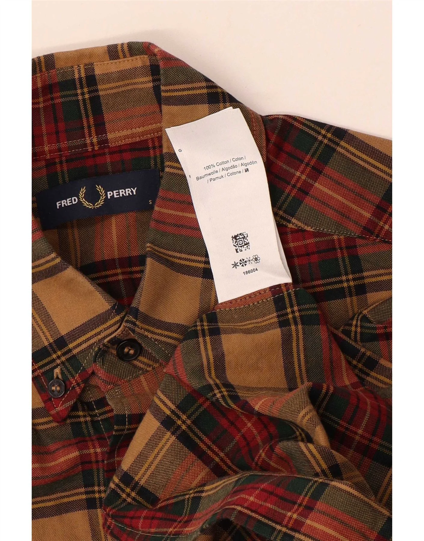 Fred Perry Mens Shirt Small Brown Check Cotton - Image 3