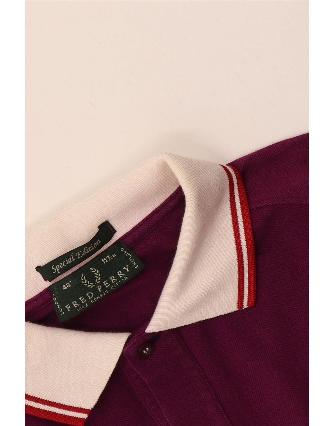 Fred Perry Mens Special Edition Rugby Polo Shirt Large Maroon Striped - Image 3