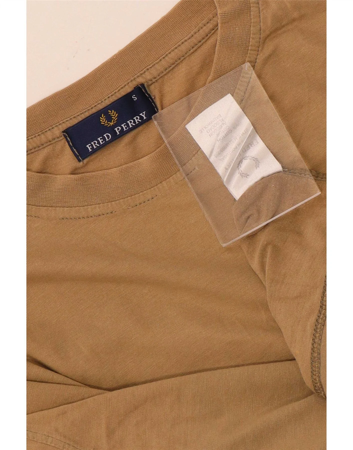 Fred Perry Mens T-Shirt Top Small Beige Cotton - Image 3