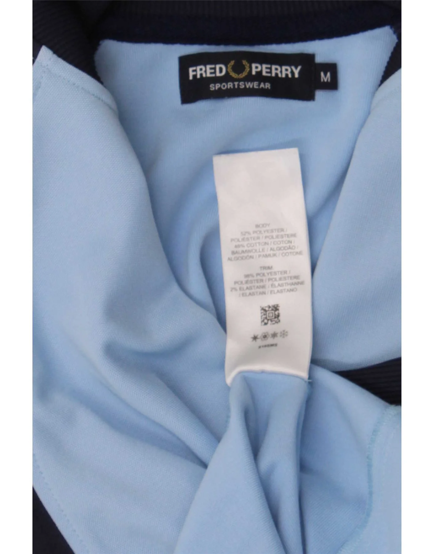 Fred Perry Mens Tracksuit Top Jacket Medium Blue Colourblock Sports - Image 3