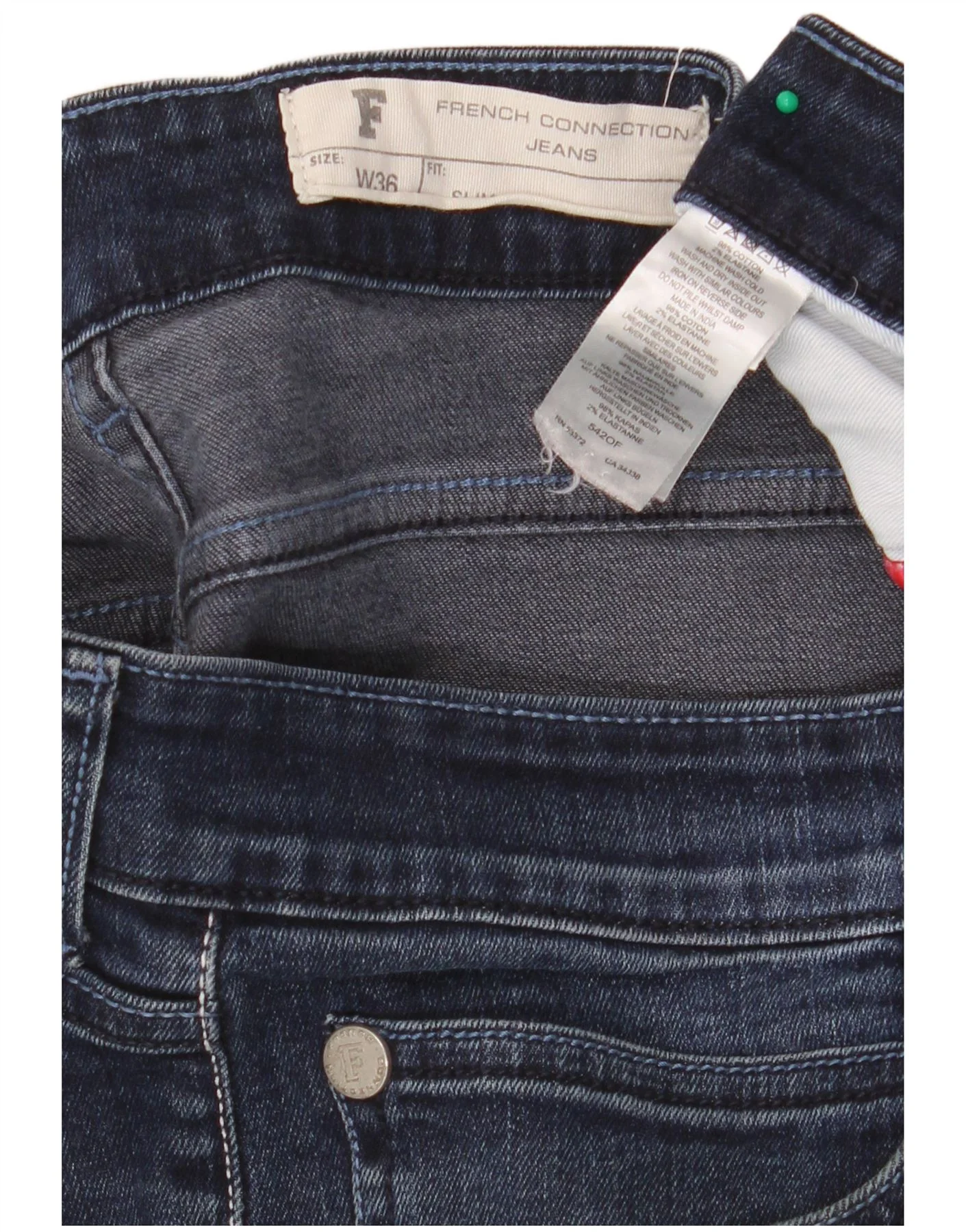 French Connection Mens Distressed Slim Jeans W36 L28 Navy Blue Cotton - Image 5