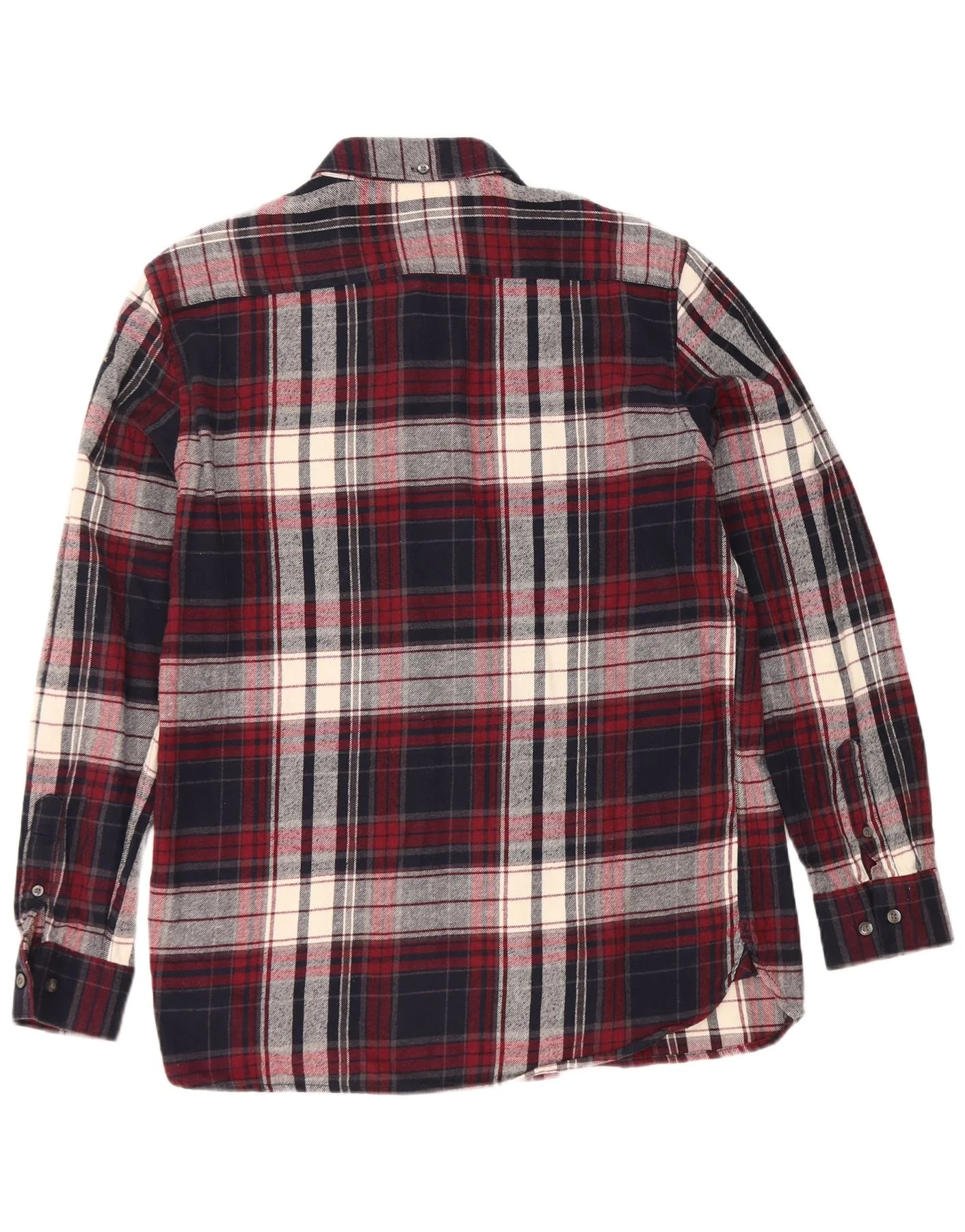 French Connection Mens Flannel Shirt Large Navy Blue Check Cotton - Image 2