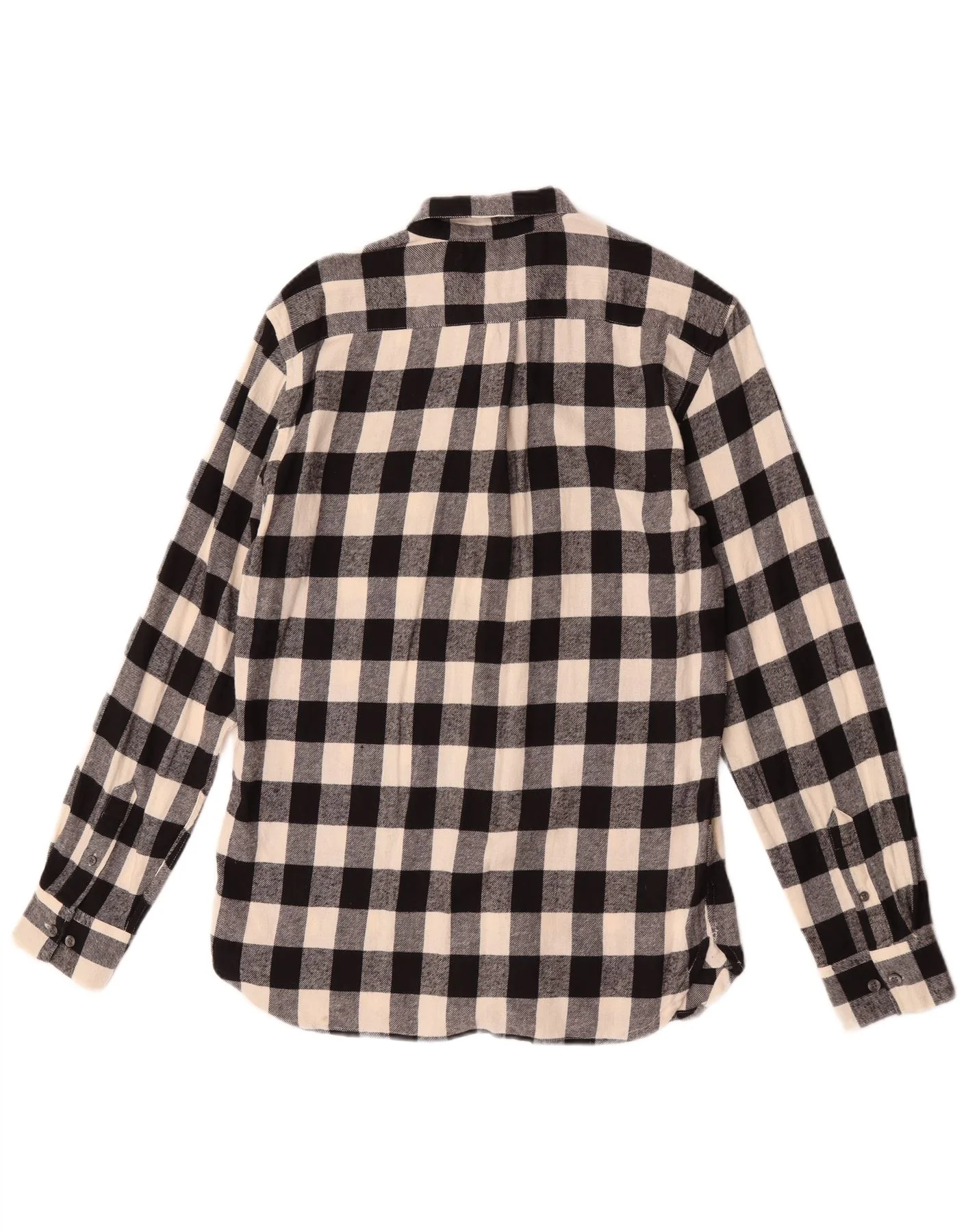 French Connection Mens Flannel Shirt Medium Black Check Cotton - Image 2