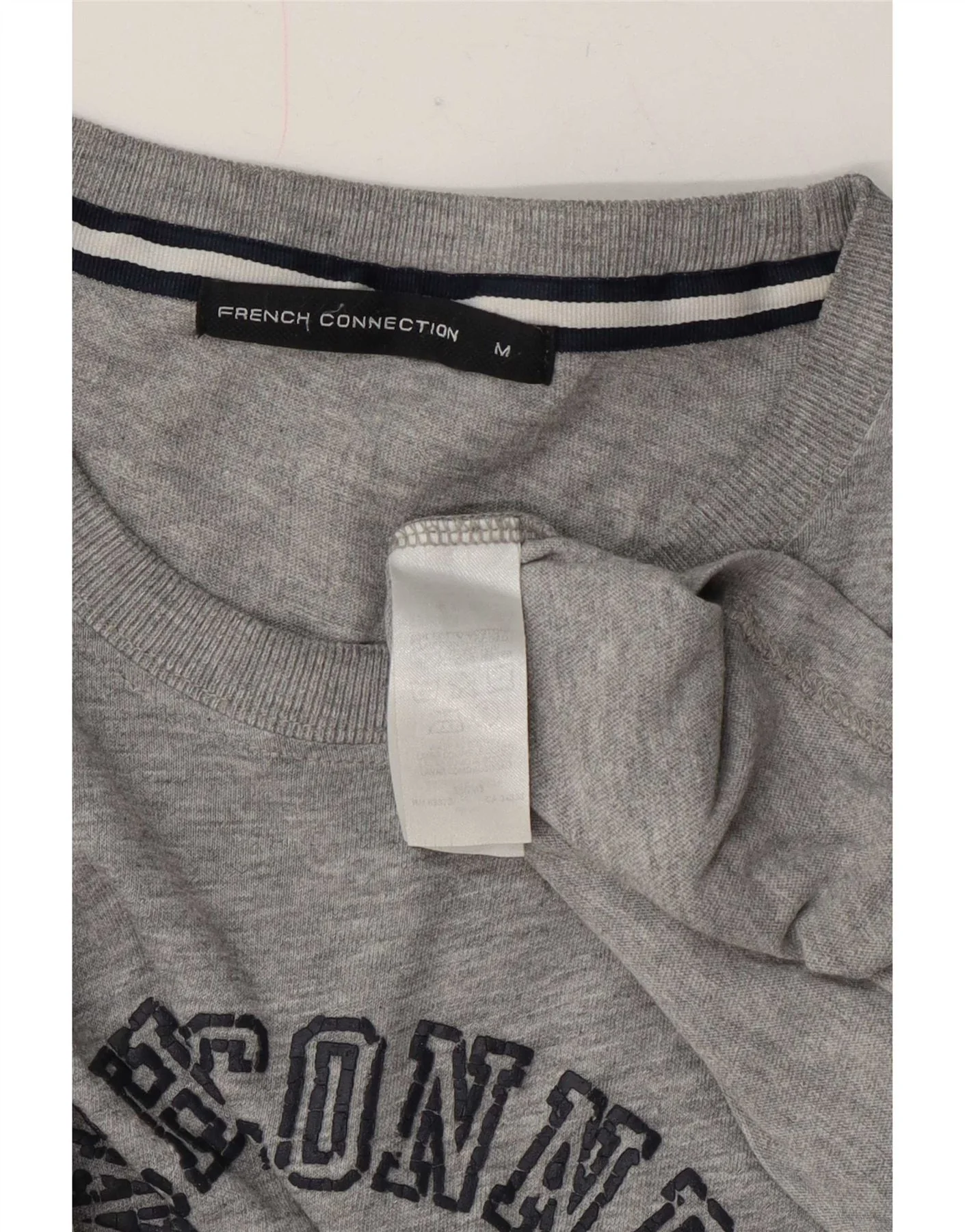 French Connection Mens Graphic T-Shirt Top Medium Grey Flecked Cotton - Image 4