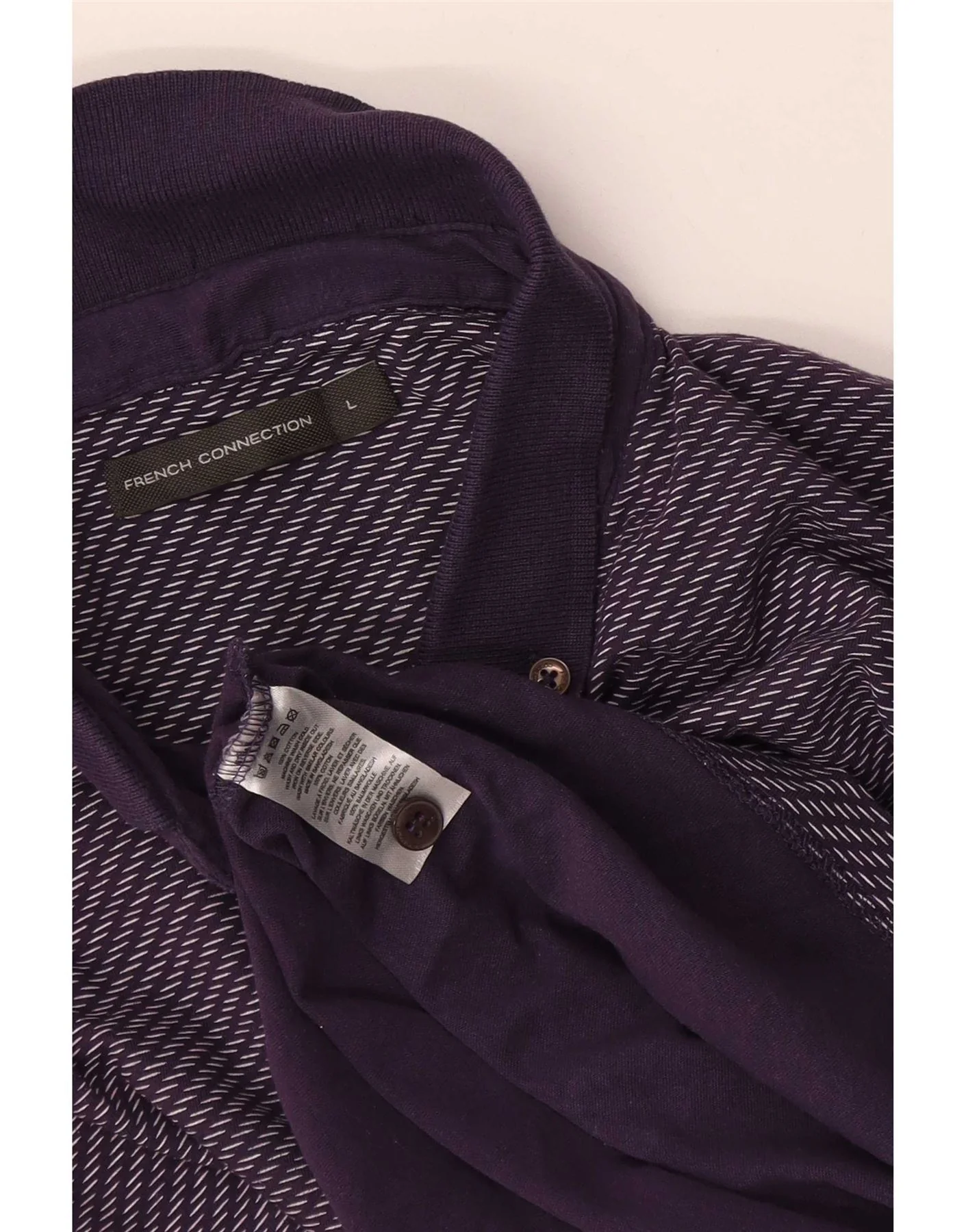 French Connection Mens Polo Shirt Large Purple Striped Cotton - Image 3