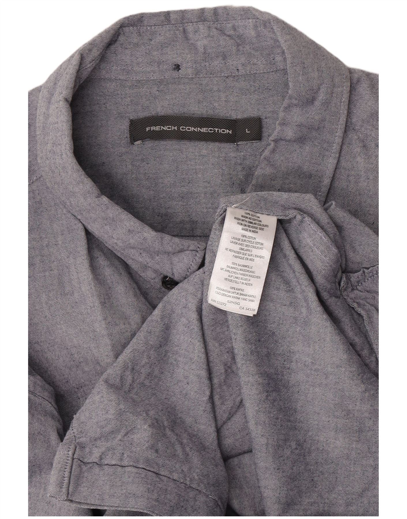 French Connection Mens Shirt Large Blue Cotton - Image 3