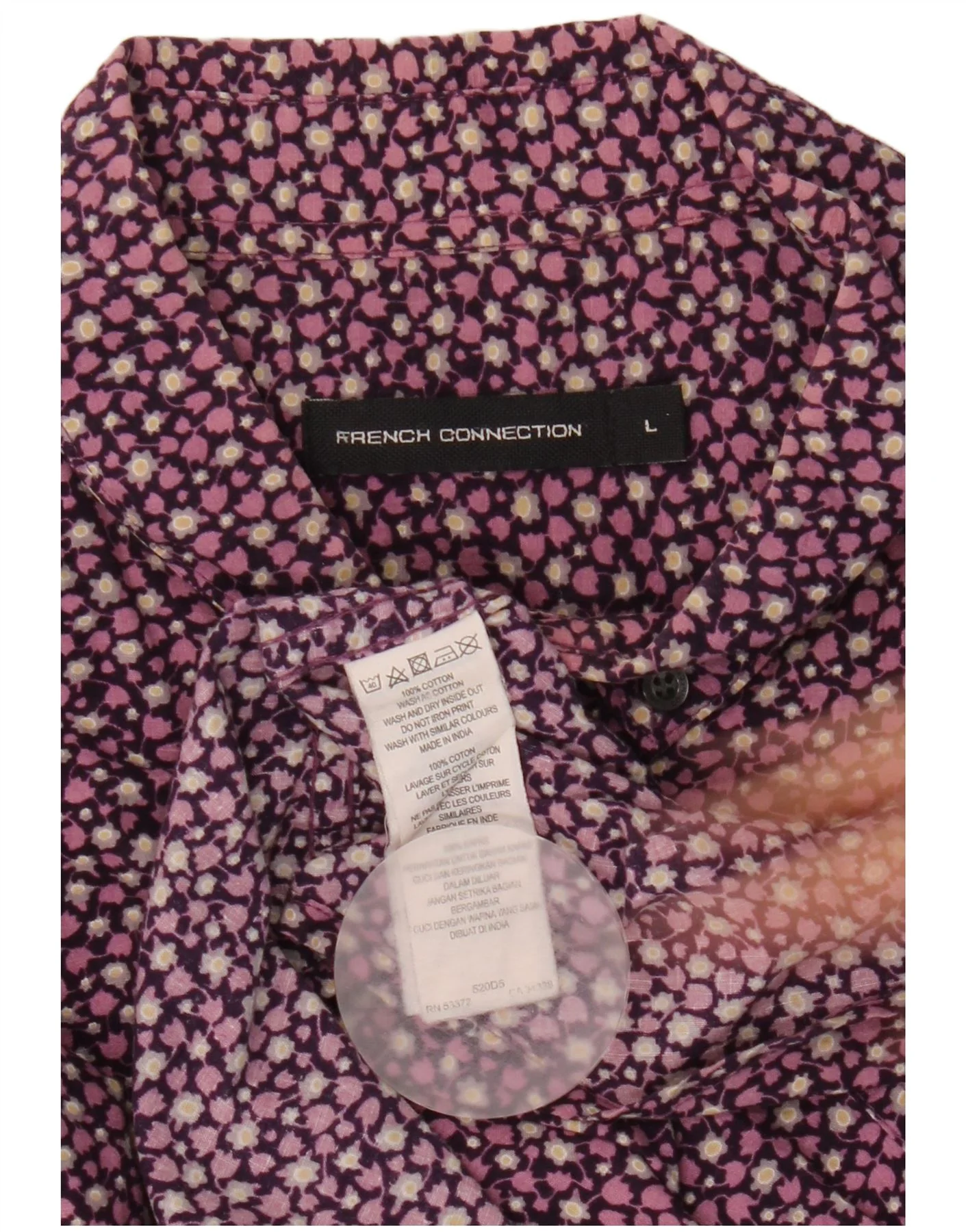 French Connection Mens Shirt Large Purple Floral Cotton - Image 3