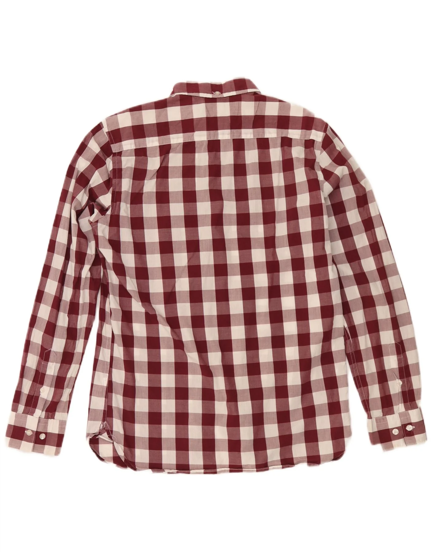 French Connection Mens Shirt Medium Burgundy Gingham Cotton - Image 2