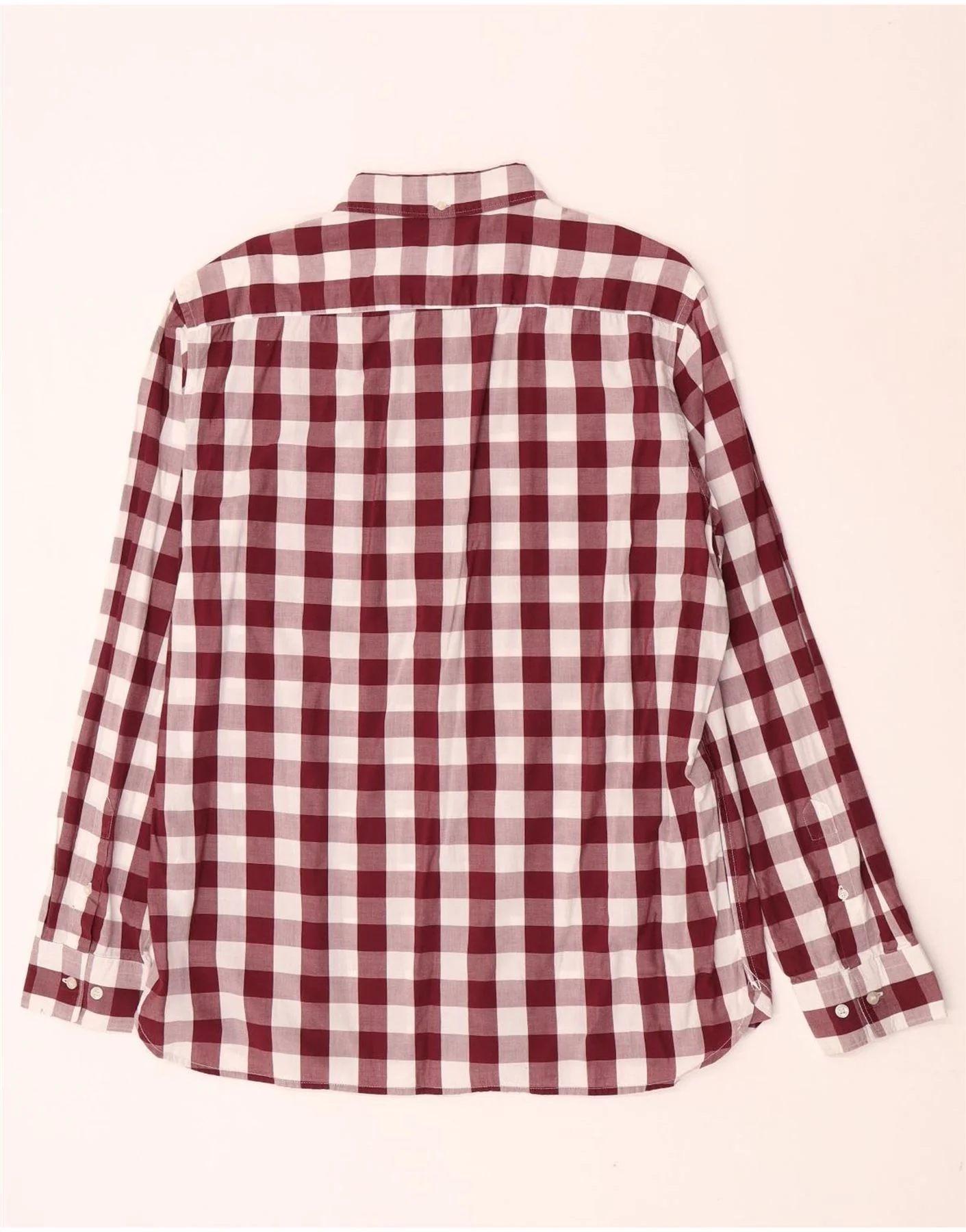 French Connection Mens Shirt XL Burgundy Gingham Cotton - Image 2