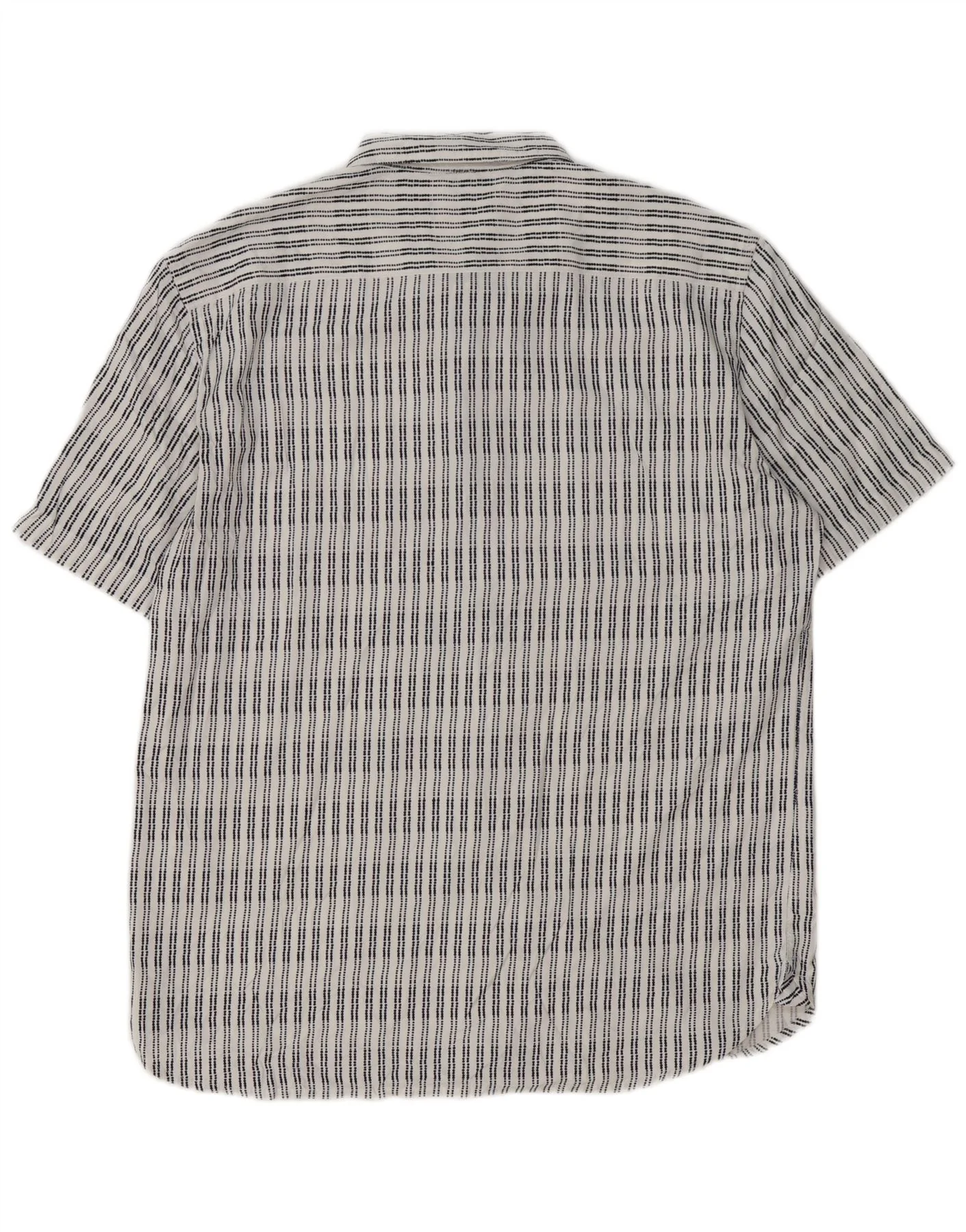 French Connection Mens Short Sleeve Shirt Large White Striped Viscose - Image 2