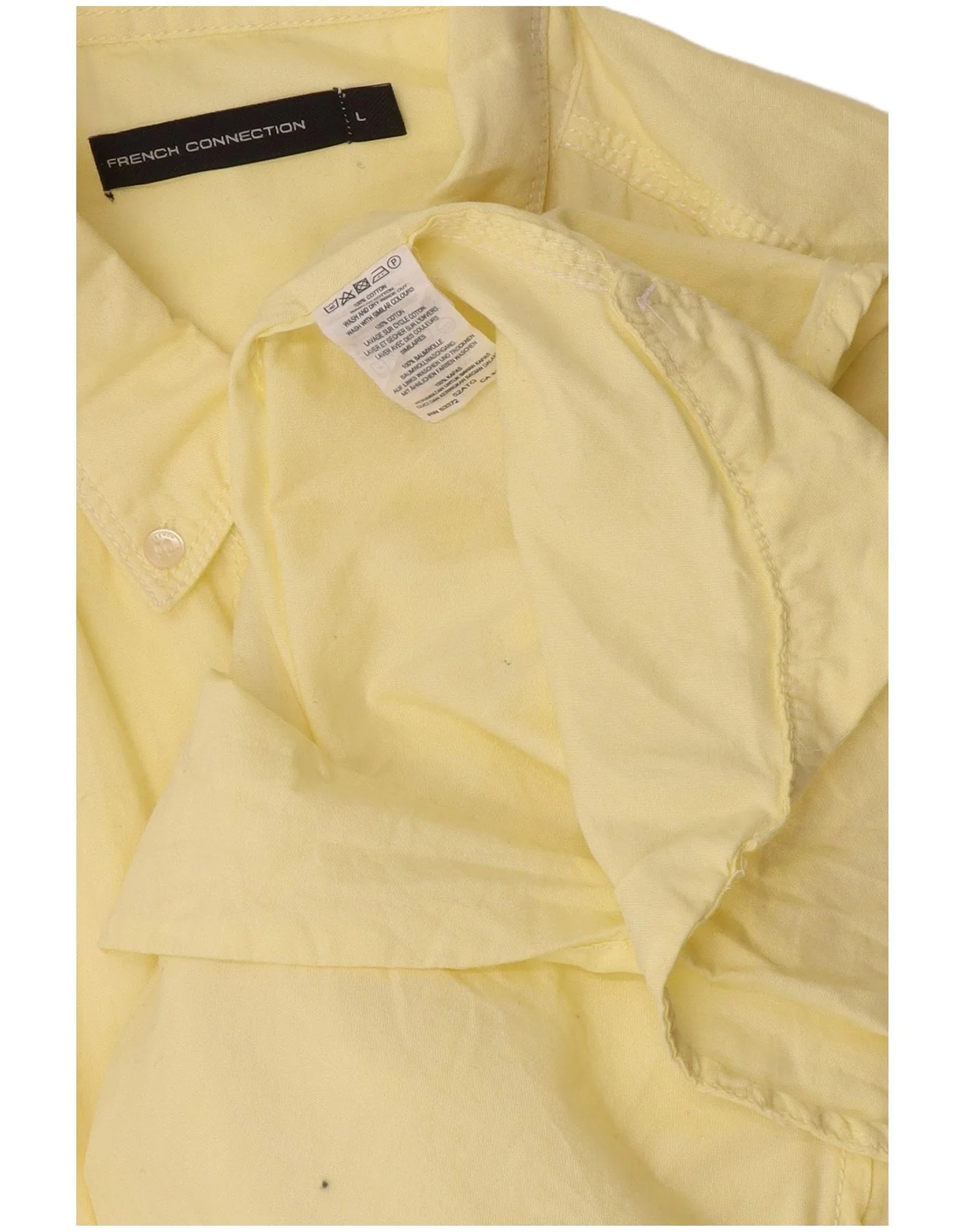 French Connection Mens Short Sleeve Shirt Large Yellow Cotton - Image 3