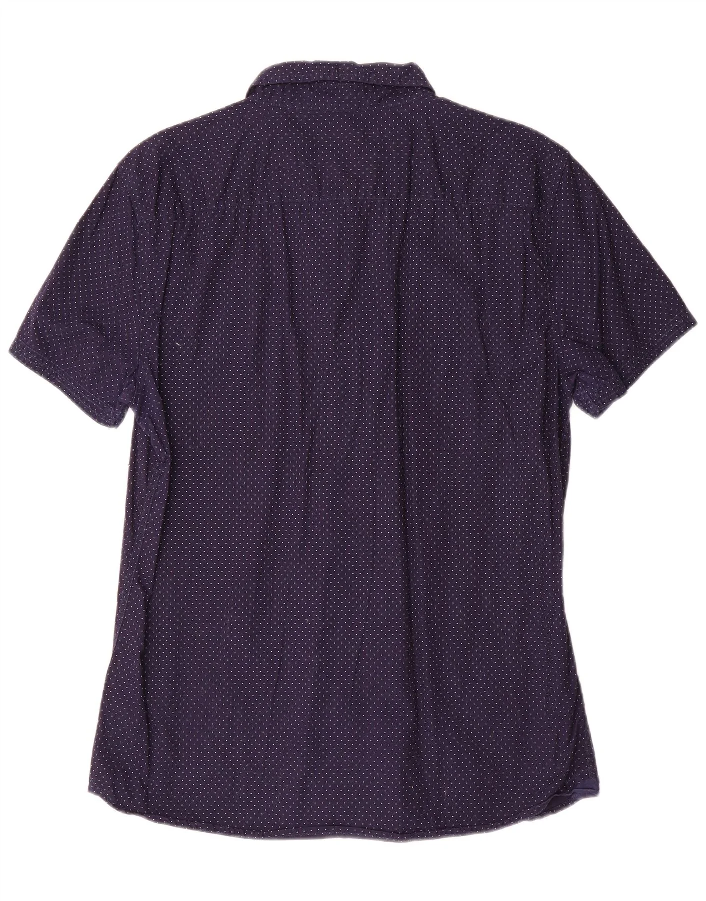 French Connection Mens Slim Fit Shirt Large Navy Blue Spotted Cotton - Image 2
