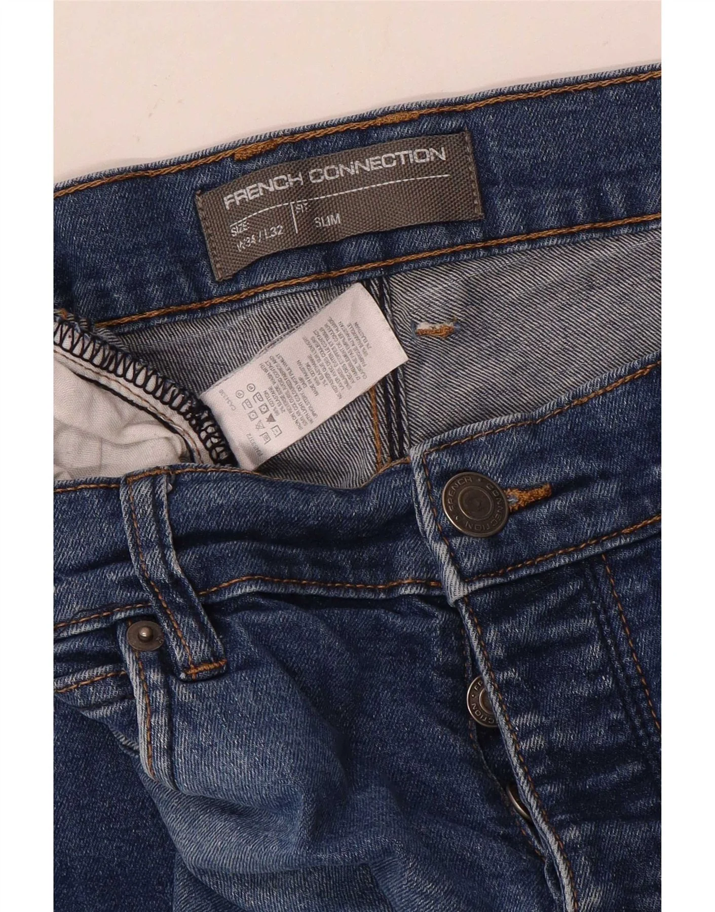French Connection Mens Slim Jeans W34 L32 Blue Cotton - Image 3