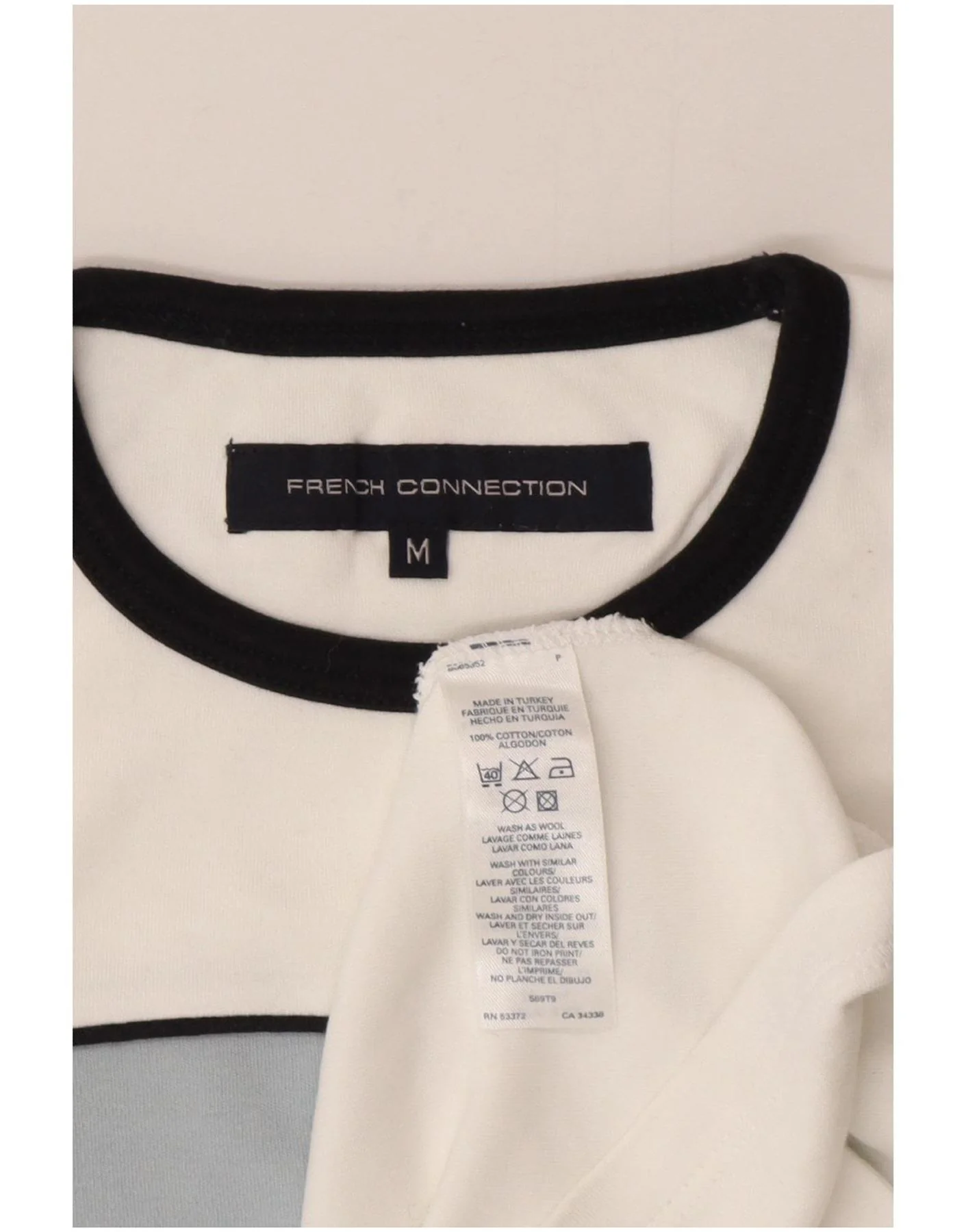 French Connection Mens T-Shirt Top Medium White Colourblock Cotton - Image 5