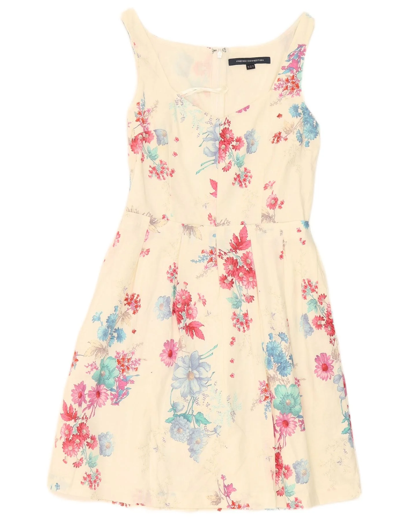 French Connection Womens A-Line Dress UK 12 Medium Off White Floral