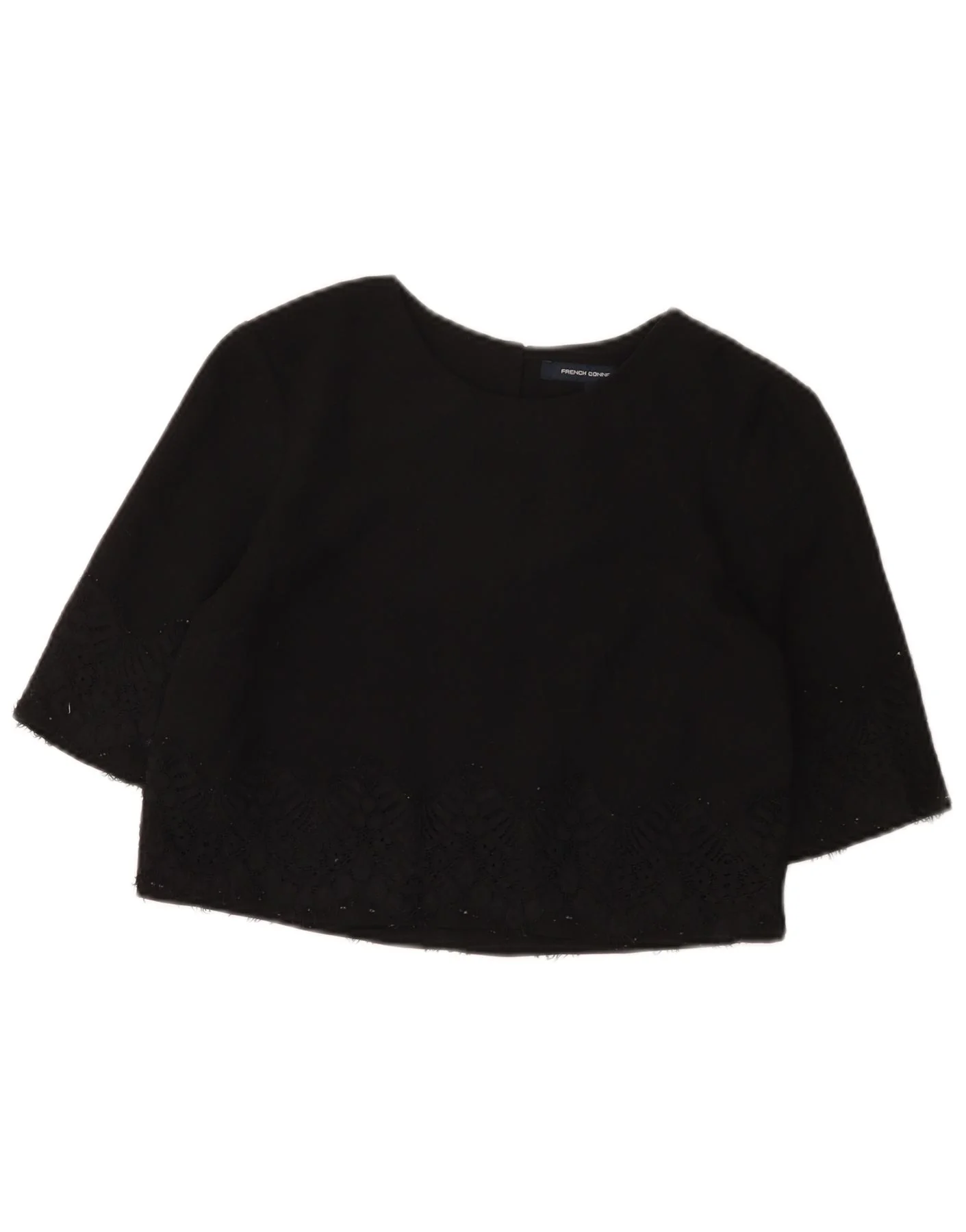French Connection Womens Crop Top UK 8 Small Black Polyester
