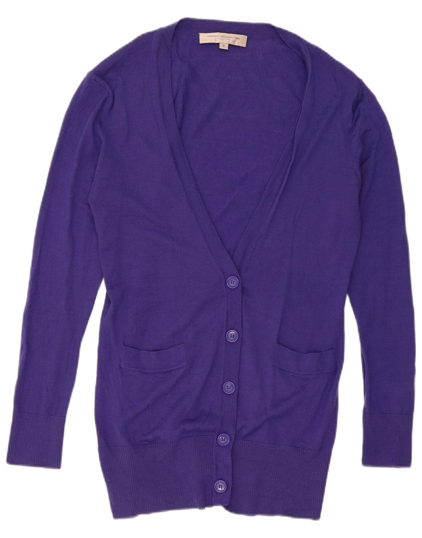 French Connection Womens Longline Cardigan Sweater UK 12 Medium Purple