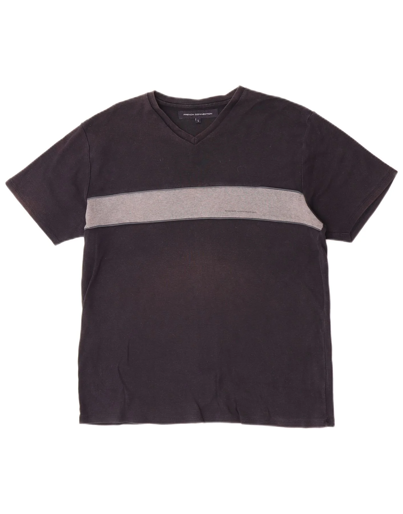 French Connection Womens Short Sleeve T-Shirt Top Large Navy Blue