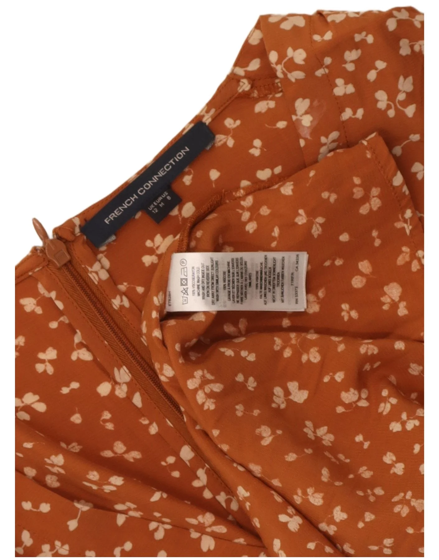 French Connection Womens Sundress UK 12 Medium Orange Floral Viscose - Image 4