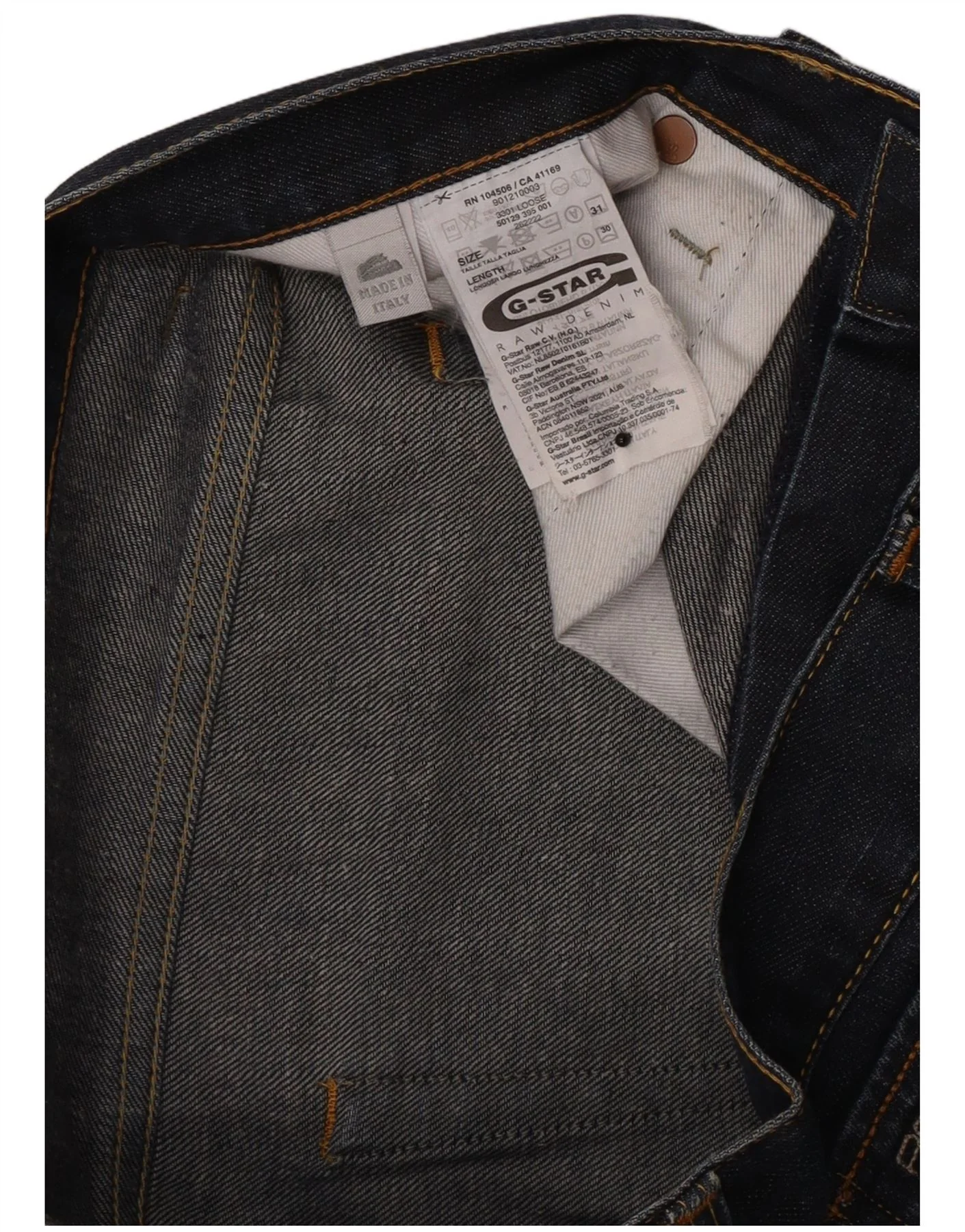 G-Star Mens 3301 Loose Jeans W31 L30 Navy Blue Cotton - Image 3