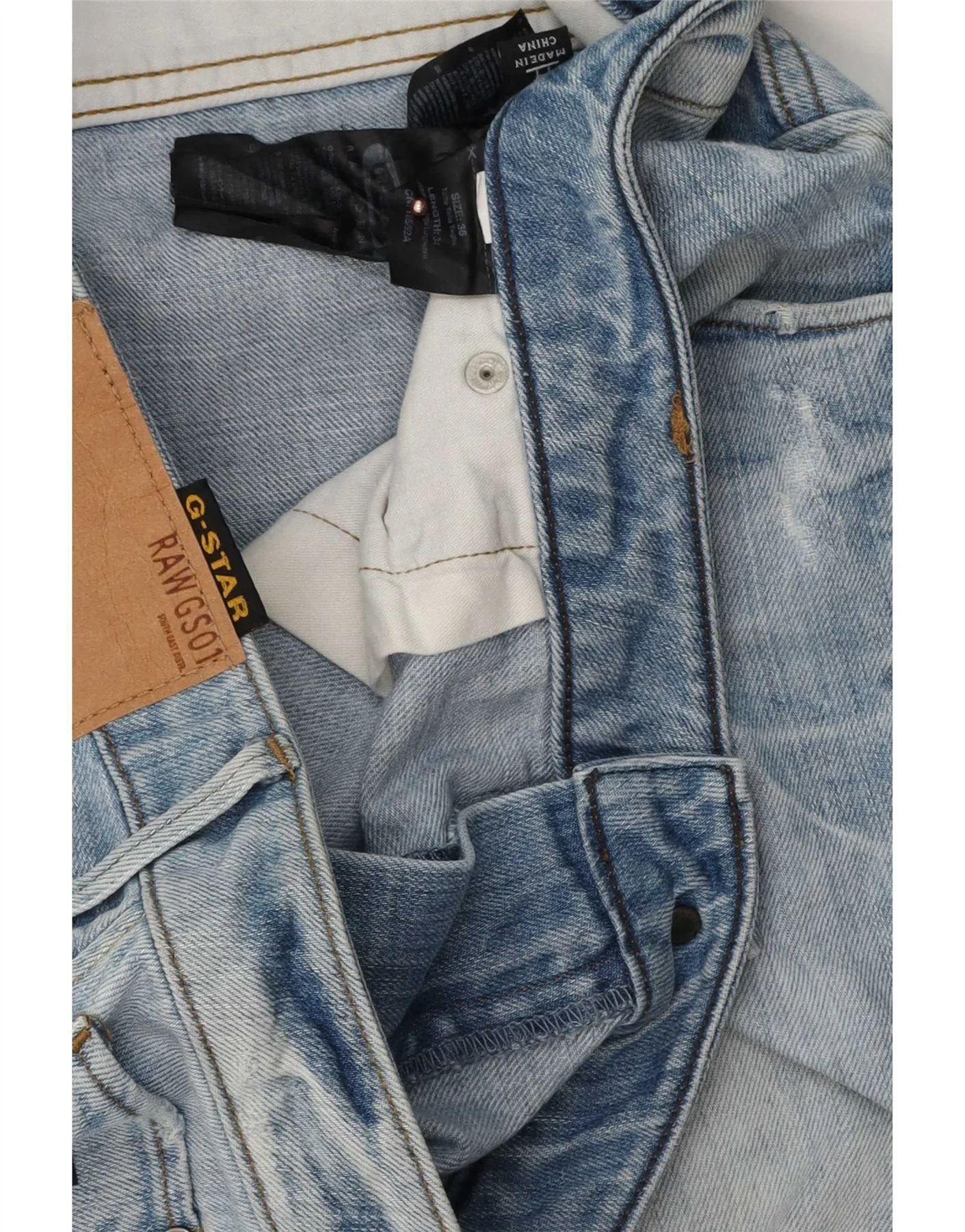 G-Star Mens Distressed Banana Slim Jeans W36 L34 Blue Cotton - Image 3