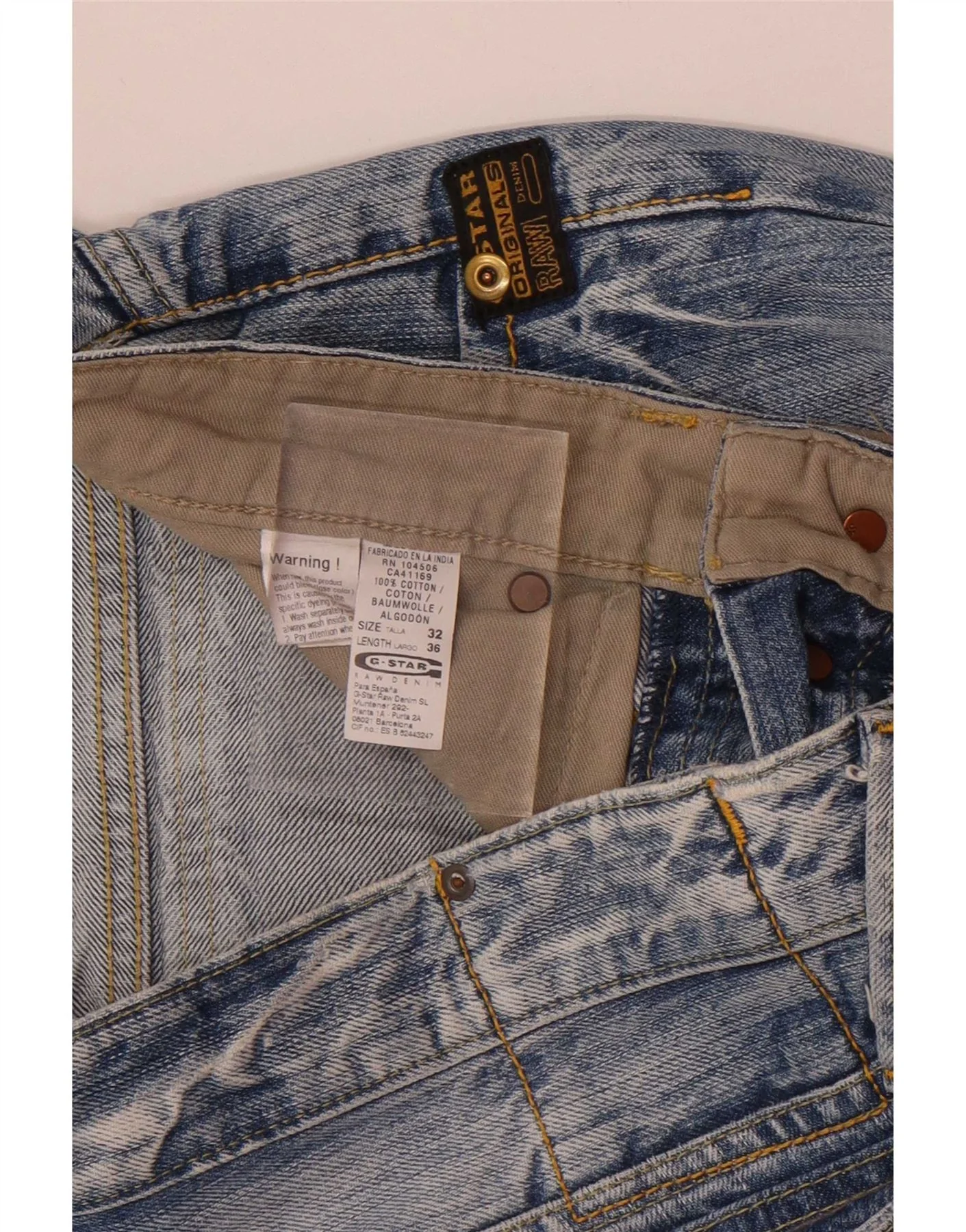 G-Star Mens Distressed Bootcut Jeans W32 L36 Blue Cotton - Image 3