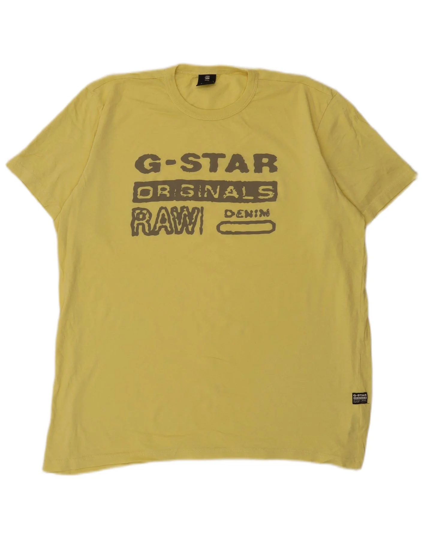 G-Star Mens Graphic T-Shirt Top XL Yellow Cotton