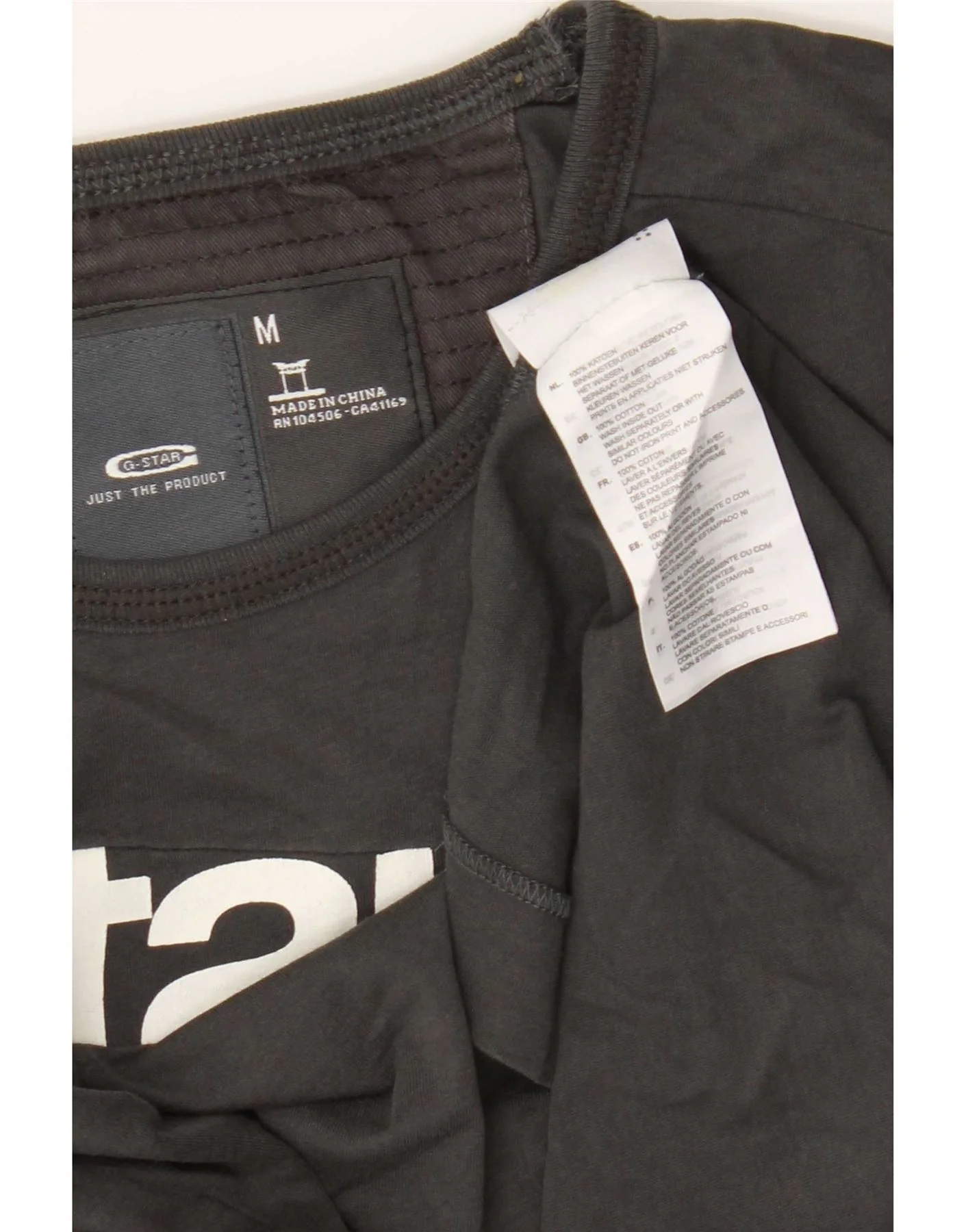 G-Star Mens Graphic Top Long Sleeve Medium Grey Cotton - Image 3