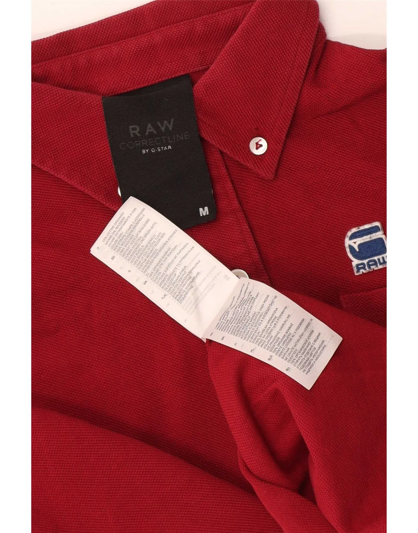 G-Star Mens Polo Shirt Medium Burgundy Cotton - Image 3