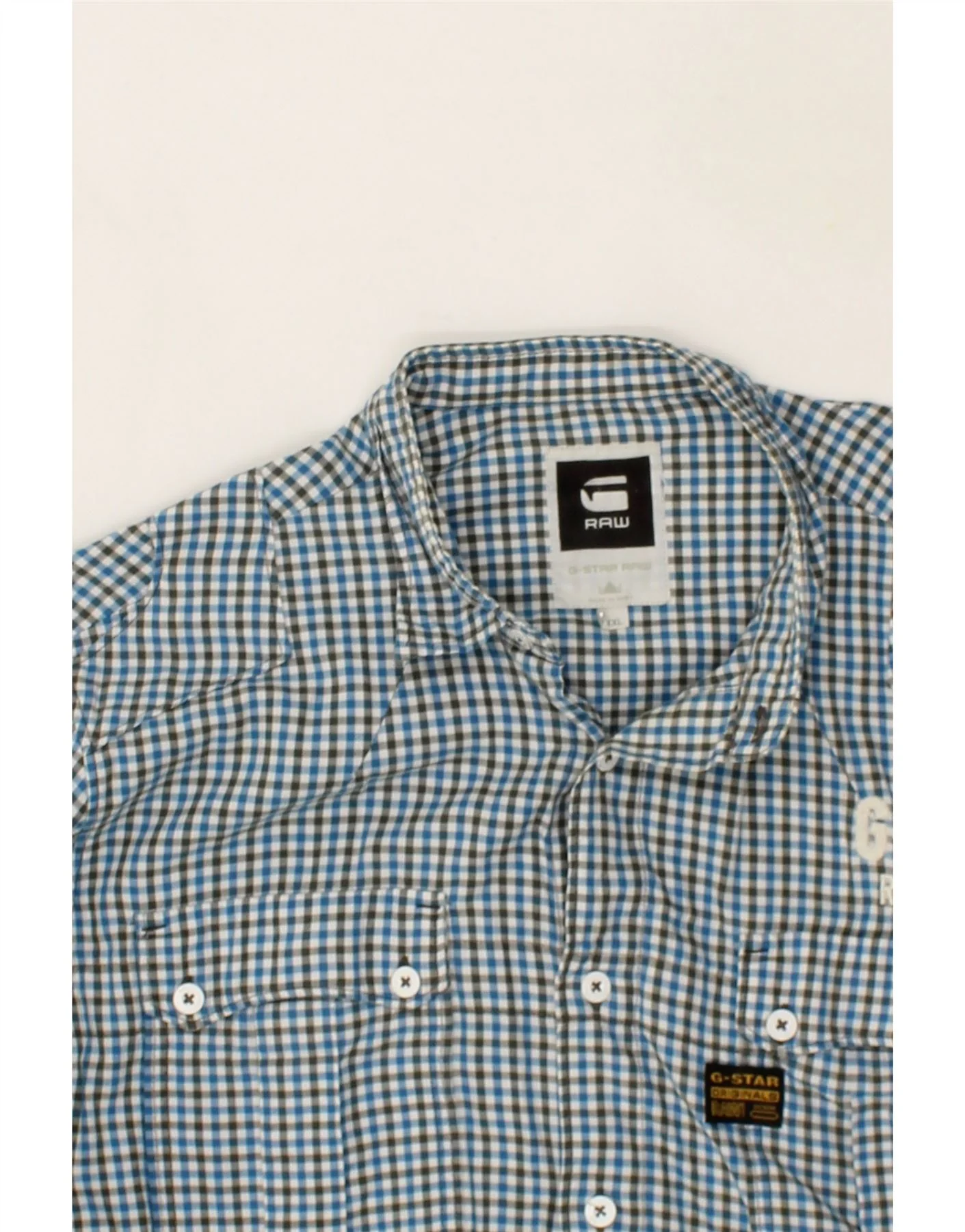 G-STAR Mens Shirt 2XL Blue Check Cotton - Image 3