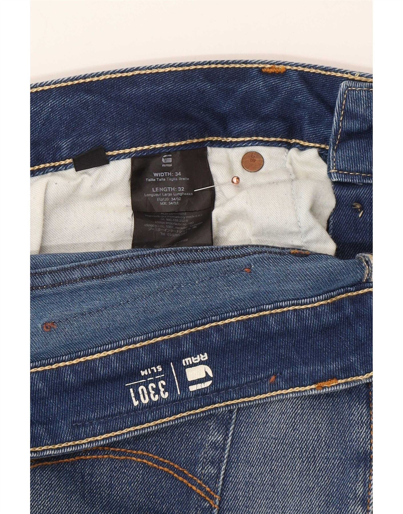 G-Star Mens Slim Jeans W34 L32 Blue Cotton - Image 4