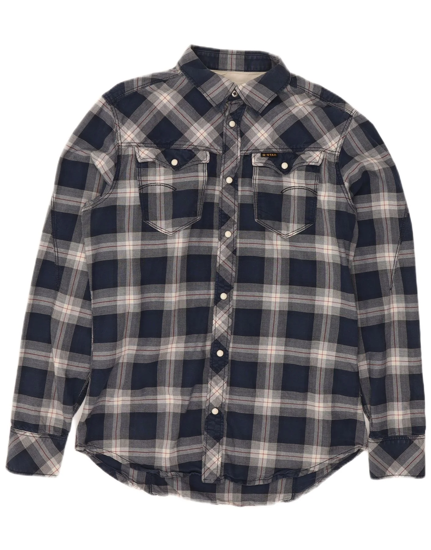 G-Star Mens Western Shirt Medium Blue Check Cotton