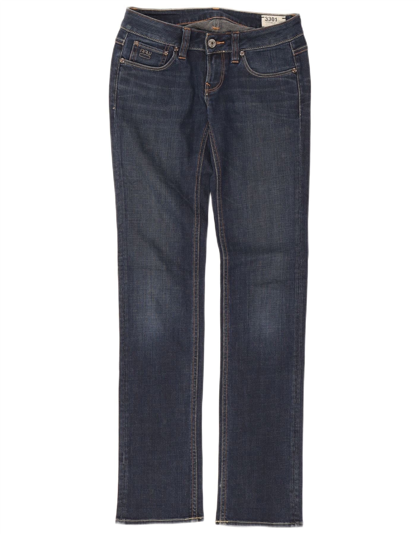G-Star Womens 3301 Slim Jeans W26 L32 Blue Cotton