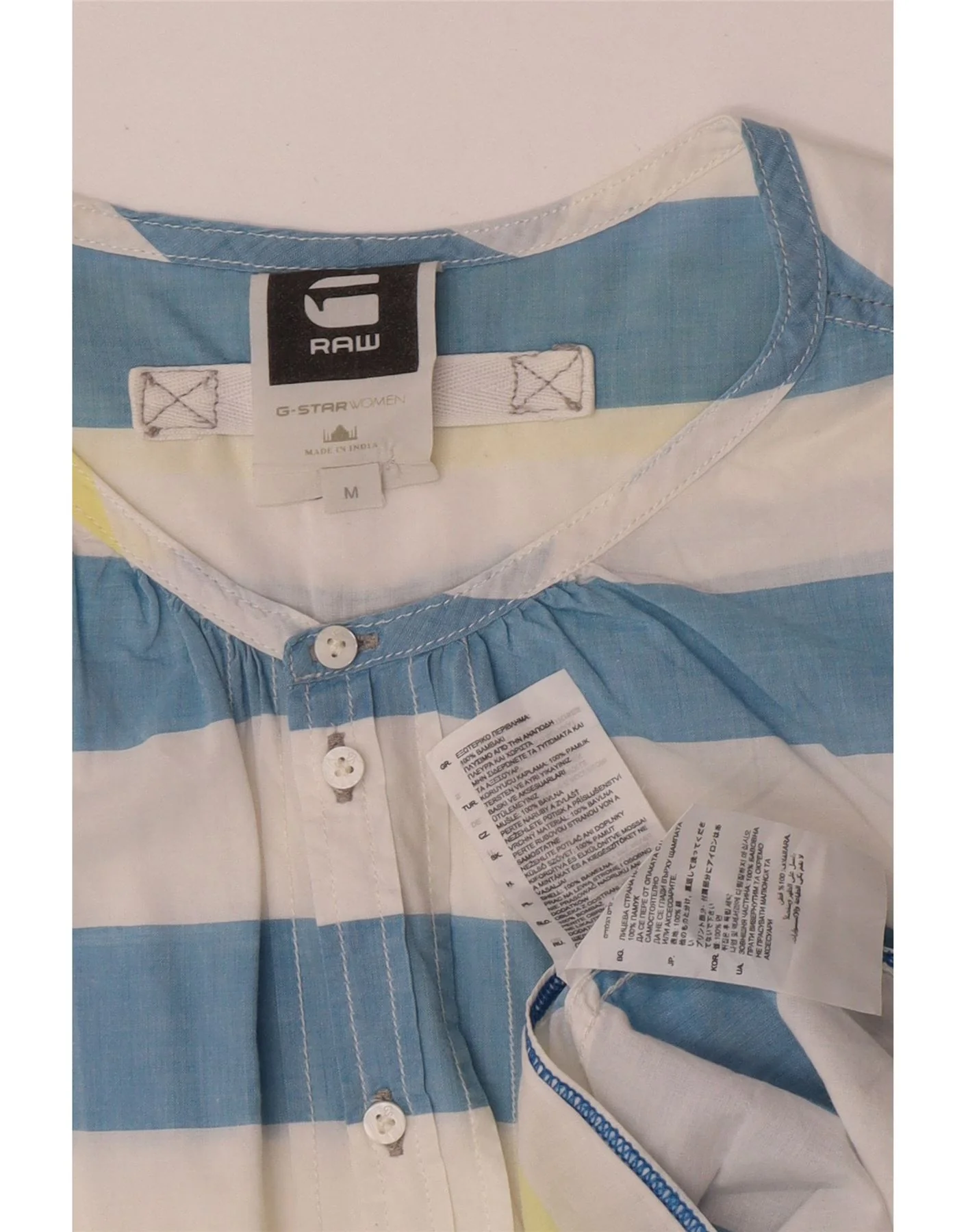 G-Star Womens See Through Shirt UK 14 Medium Multicoloured Striped - Image 3