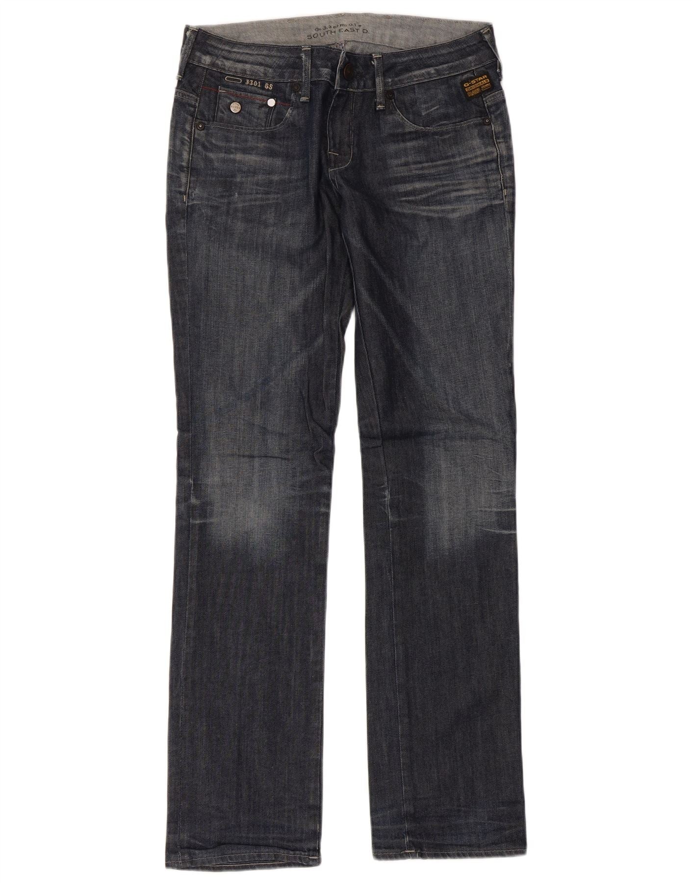 G-Star Womens Straight Jeans W30 L32 Navy Blue Cotton