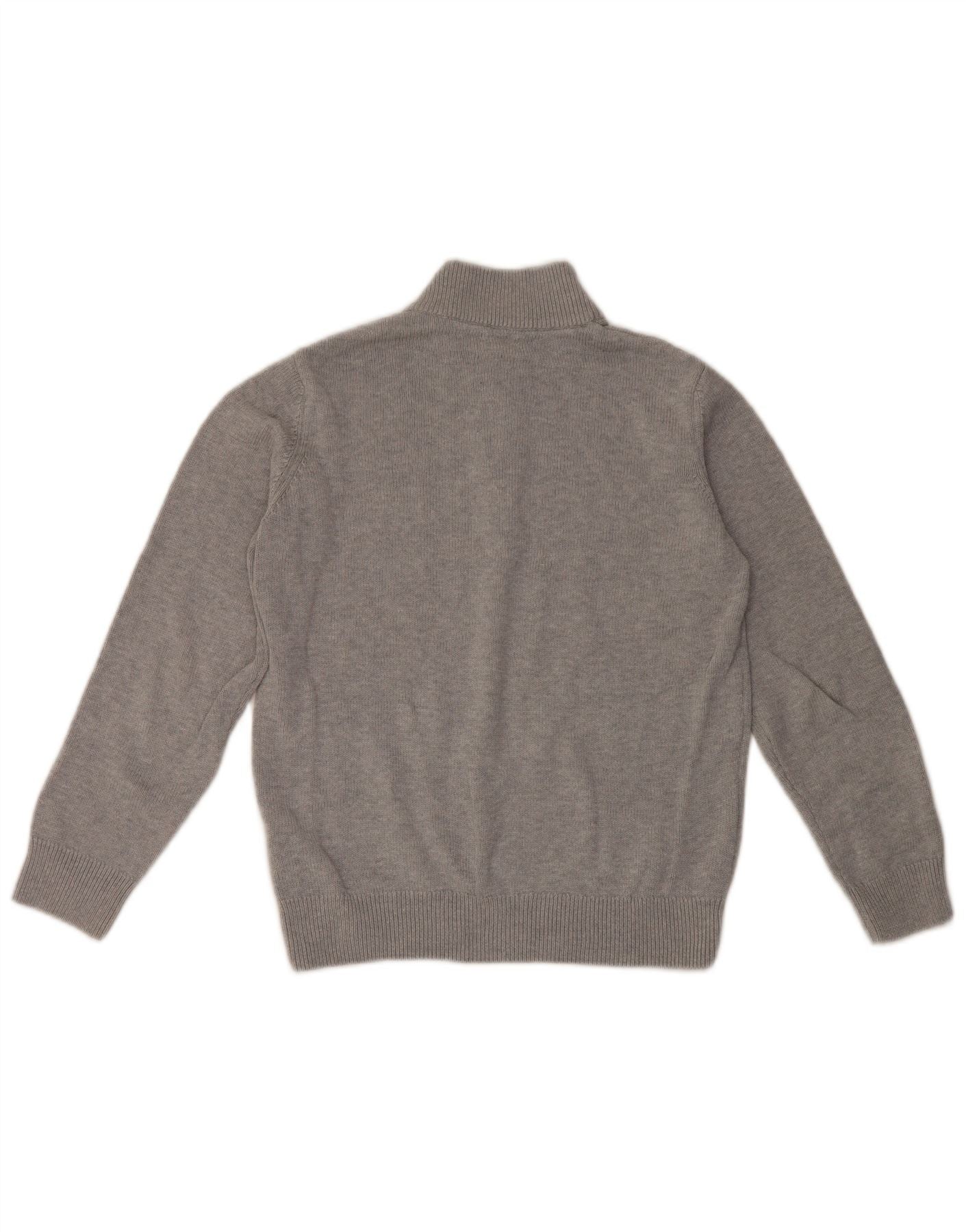 Gant Boys Zip Neck Jumper Sweater 11-12 Years Grey Cotton - Image 2