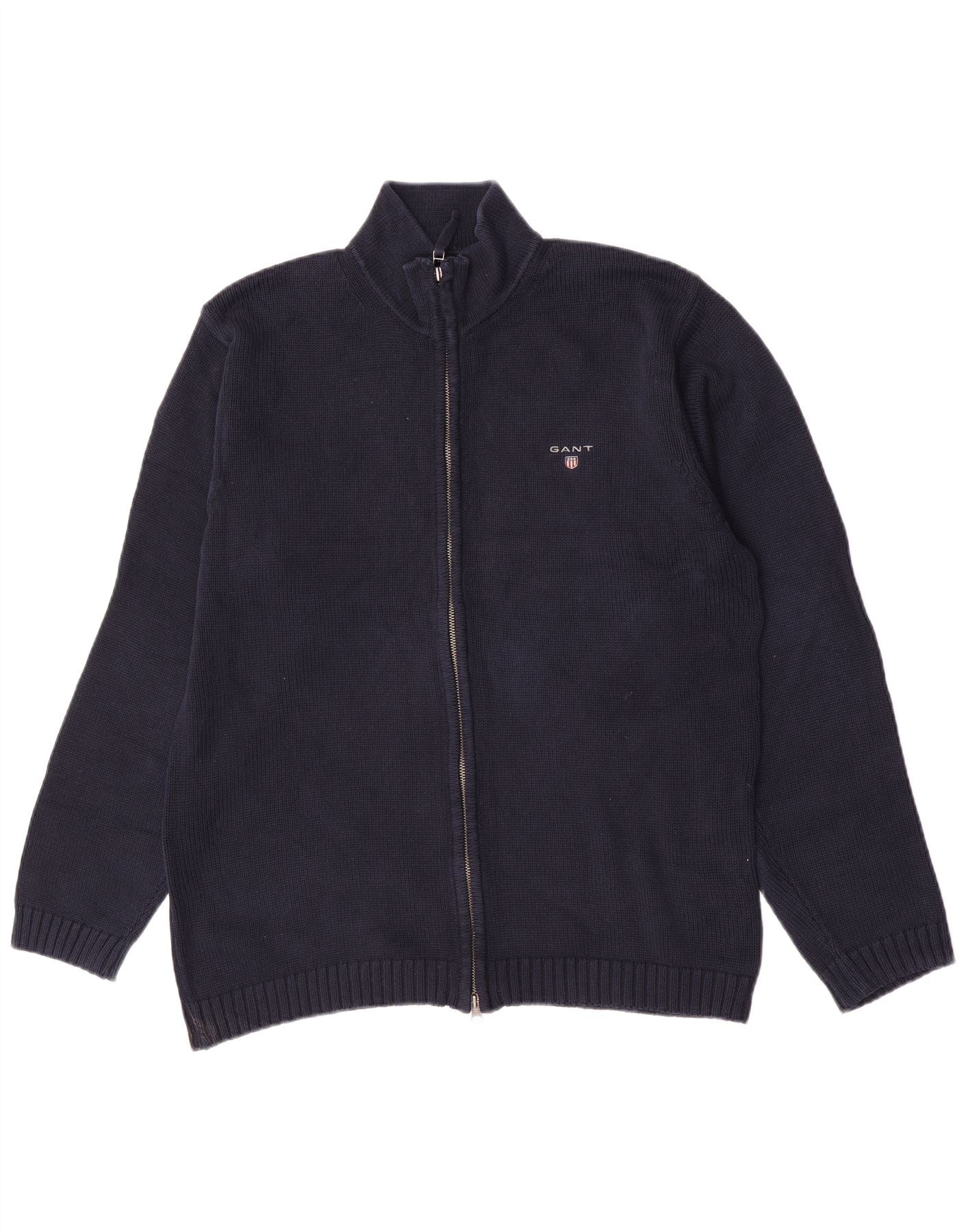 Gant Mens Cardigan Sweater Large Navy Blue Cotton