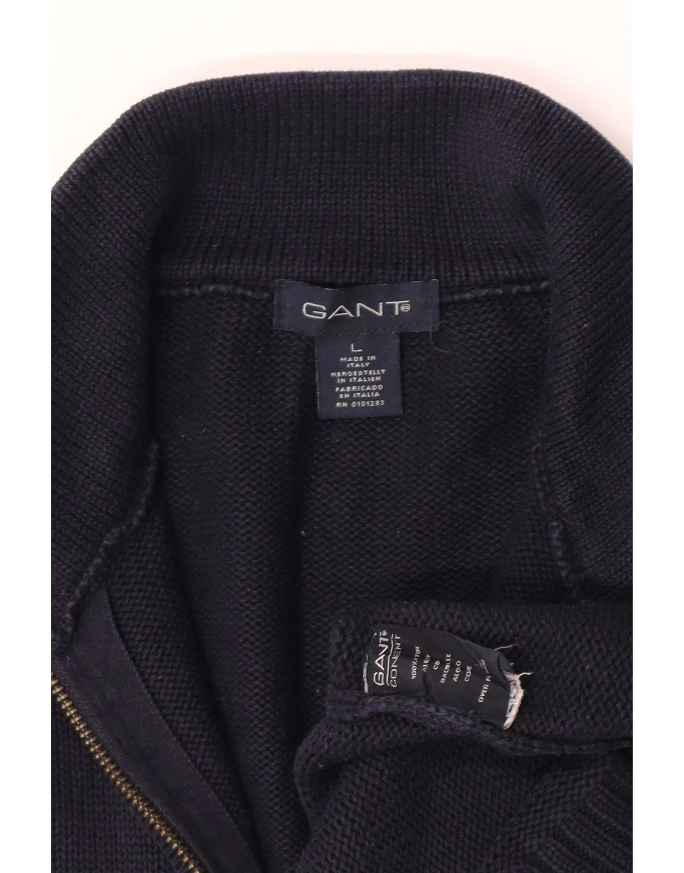 Gant Mens Cardigan Sweater Large Navy Blue Cotton - Image 3