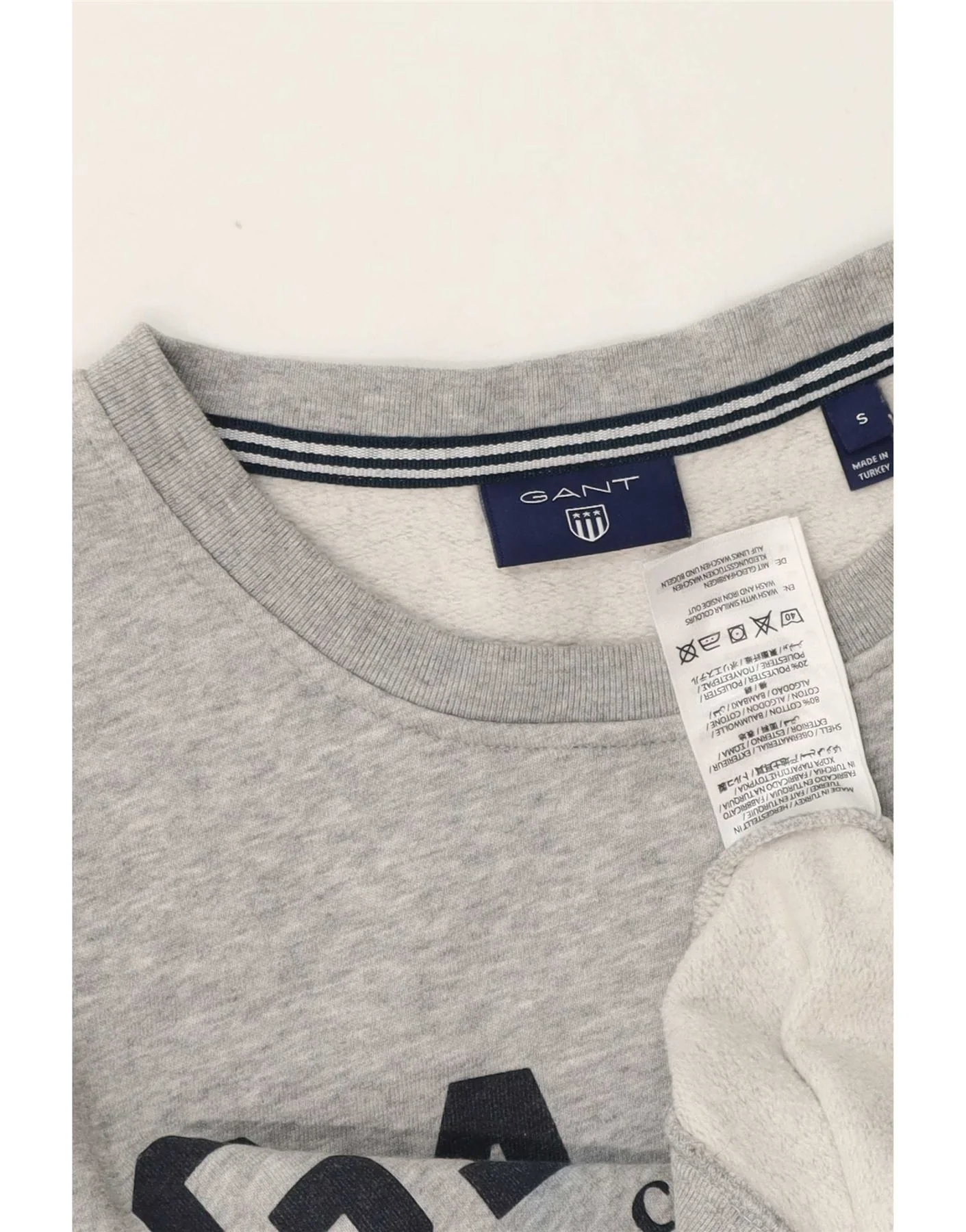 Gant Mens Graphic Sweatshirt Jumper Small Grey Flecked Cotton - Image 4