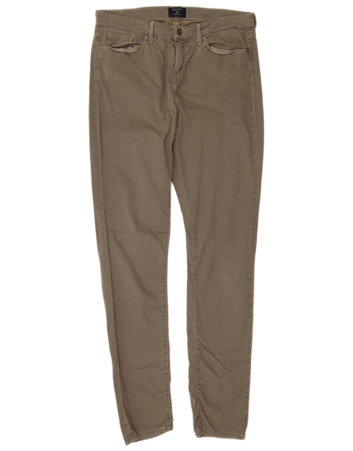 Gant Mens Kate Slim Fit Skinny Casual Trousers W31 L32 Khaki Geometric