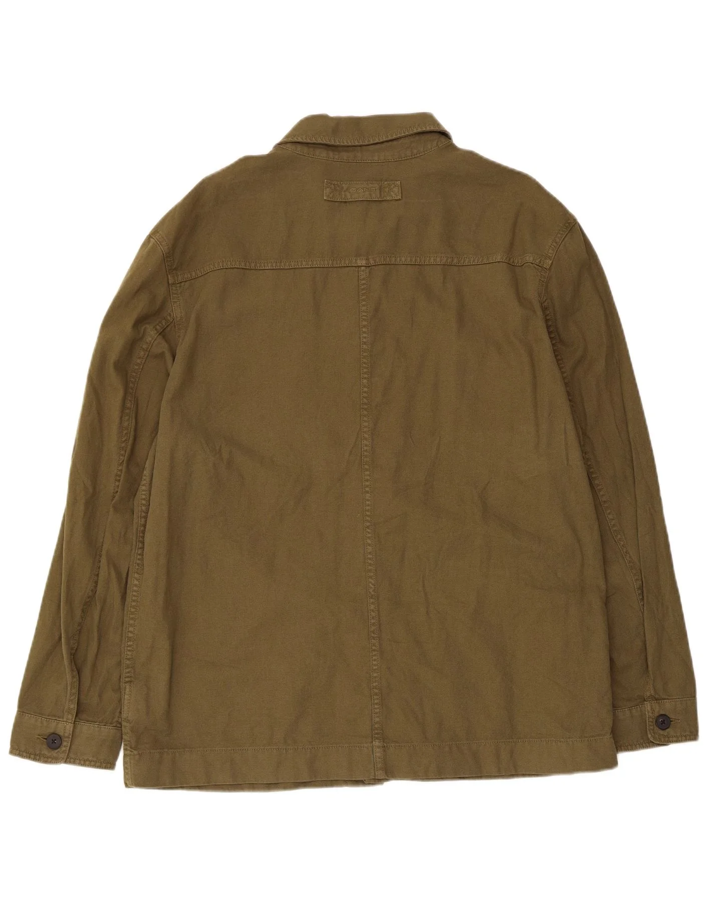 Gant Mens Overshirt Shirt Size 41/42 16 1/2 Large Khaki Cotton - Image 2